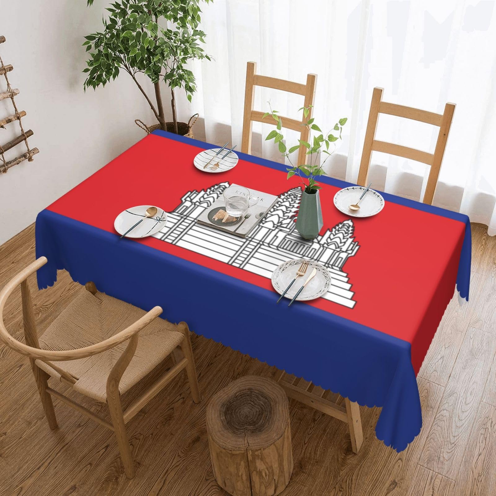 Nappe Cambodge rectangulaire 137 x 182 cm textile pour protection de table