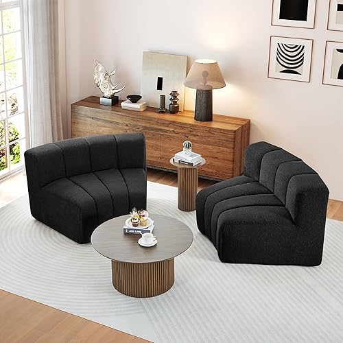 Vista 9 de LEVNARY Módulo redondo 1/8 para sofá modular (beige)