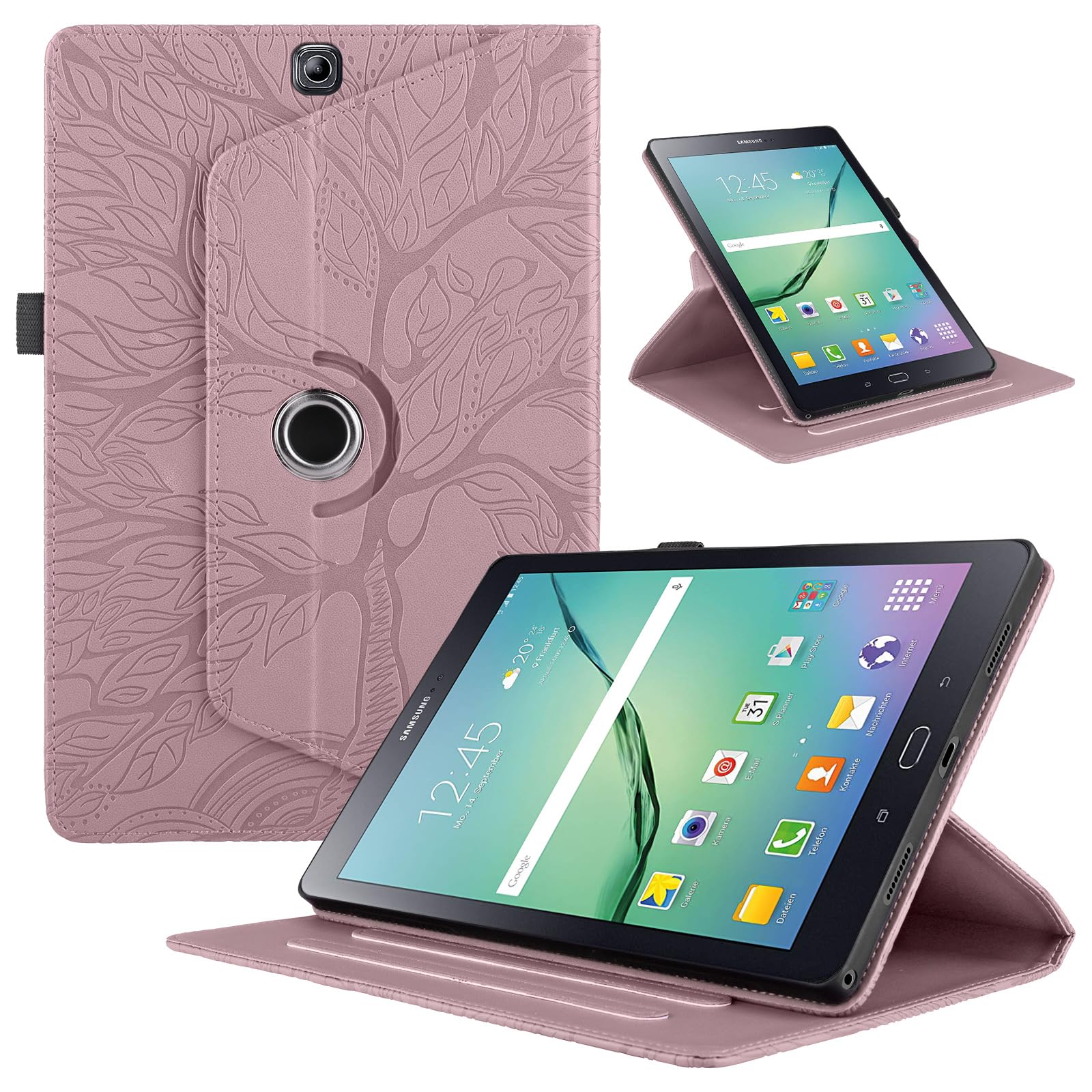 Funda para Samsung Galaxy Tab S9/ S8/ S7 11" (SM-X710/X700/T870) PU Cuero Tablets Protectora Cover 360°Carcasa Giratoria de ángulo Múltiple Stand Función Tablets Funda,Rojo Árboles — view 96