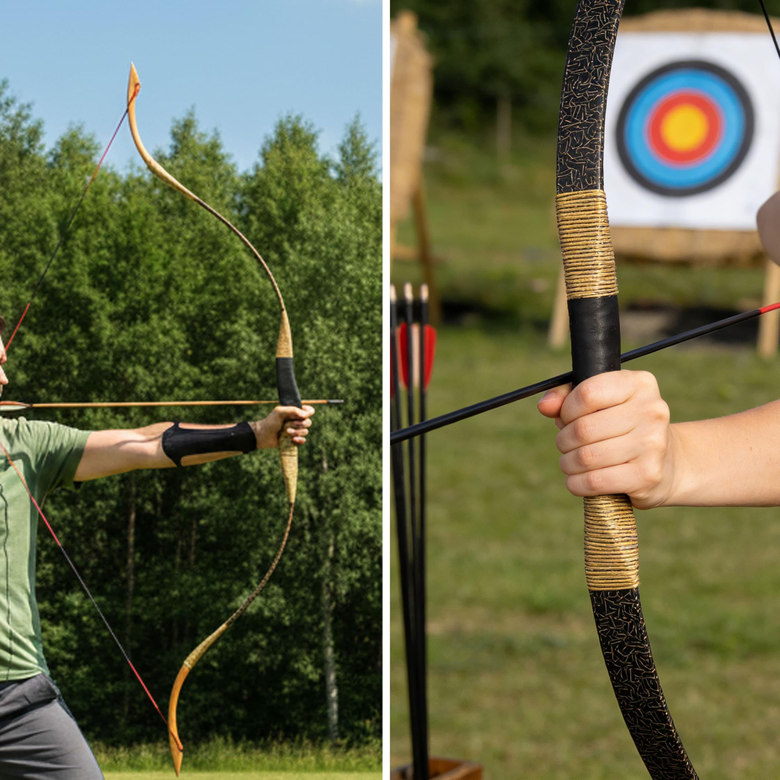 Traditioneller Recurvebogen 25-55lbs Reiterbogen Jagdbogen Handgefertigter Langbogen für Jagen und Zielschießen