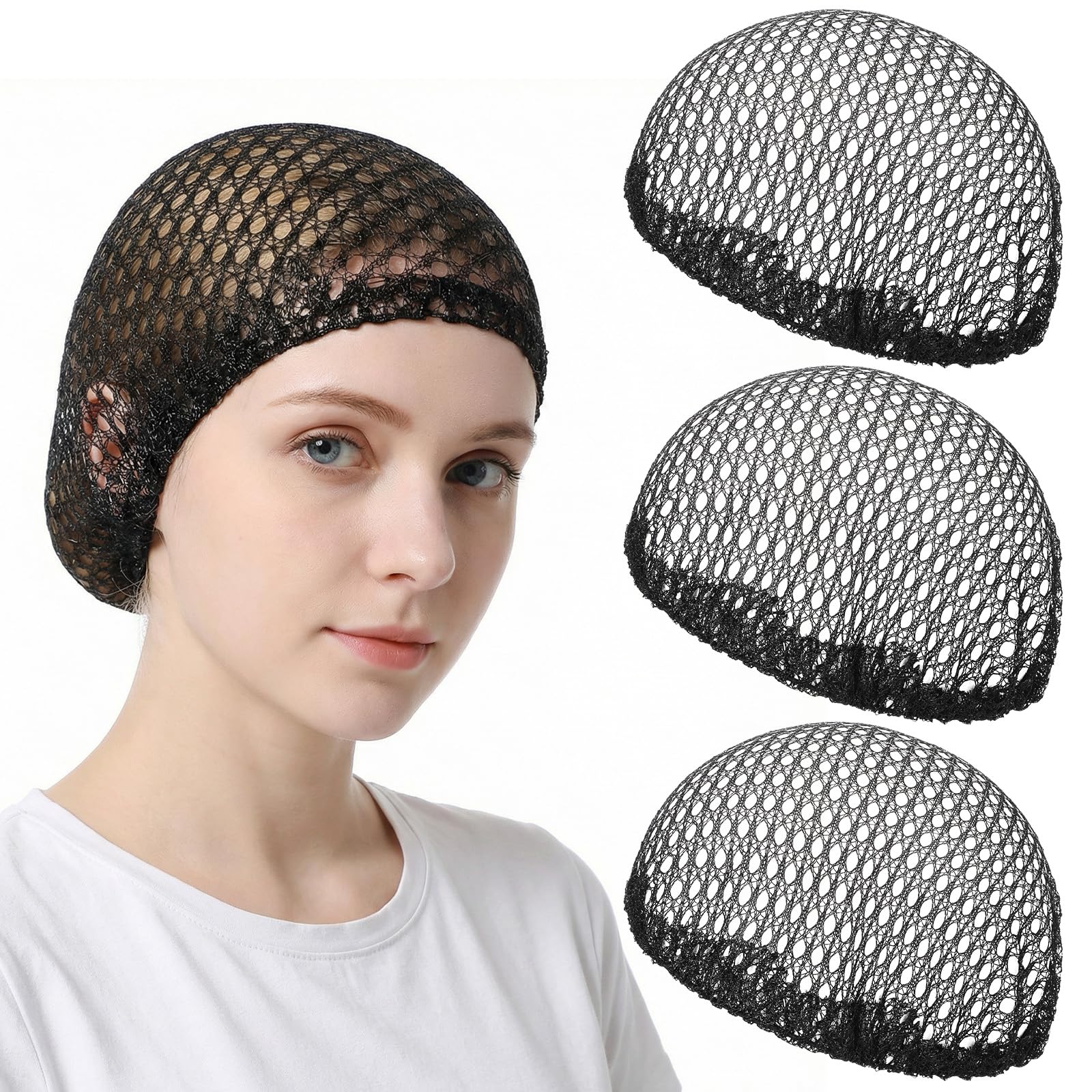 Photo 1 of YUXIANLB 3PCS Crochet Hair Net Reusable Elastic Mesh Hair Wrap for Sleeping