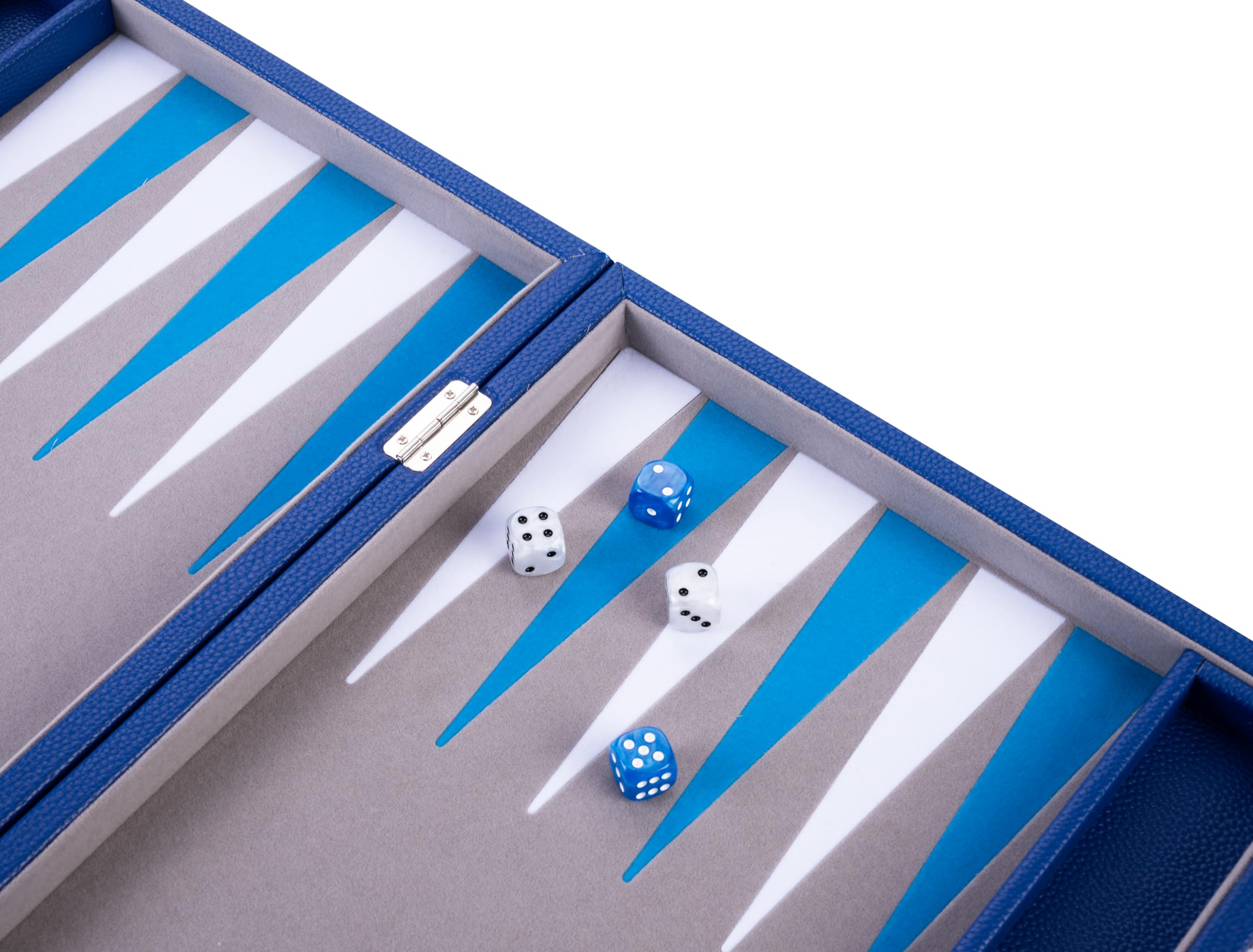 Engelhart - 250521 - Backgammon Deluxe 15" (38 cm) - Gioco di Strategia in Valigetta Elegante - Similpelle, Feltro, Pedine e Dadi Perlati
