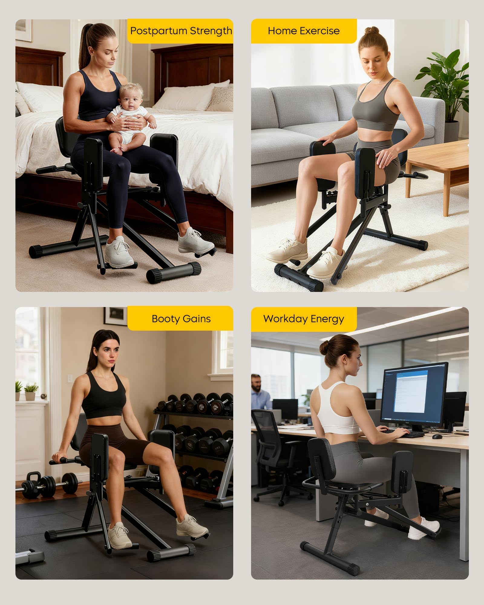 GuuG Po Trainer Oberschenkel Trainingsgerät: Abduktoren Gerät für Zuhause Oberschenkeltrainer Beintrainer Hüfttrainer Bein Hip Hüfte Thigh Muskelaufbau Hip Abduction Glute Machine Schwarz