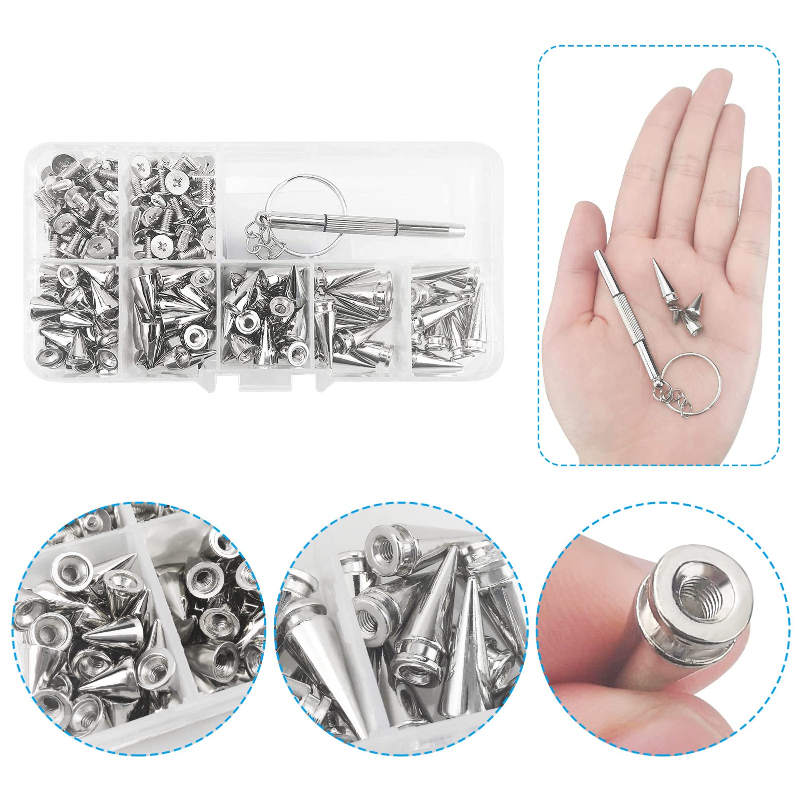 100 Pièces Rivets Carrés Métal Pyramidaux Style Punk Pour Cuir, Vêtements, Sacs Et DIY - Argenté