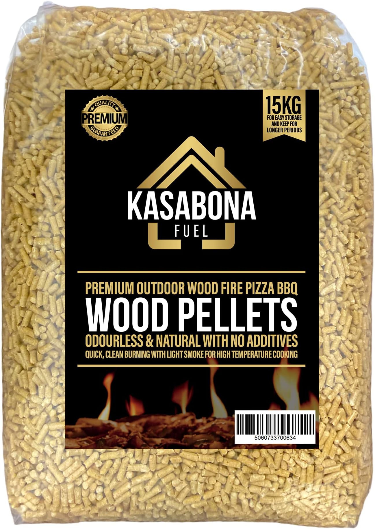 KasaBonaPremium Quality Outdoor Pure Wood Pellets BBQ Pizza Oven Grills Fuel Universal ENPlus A1 BSLEco Friendly (15kg)