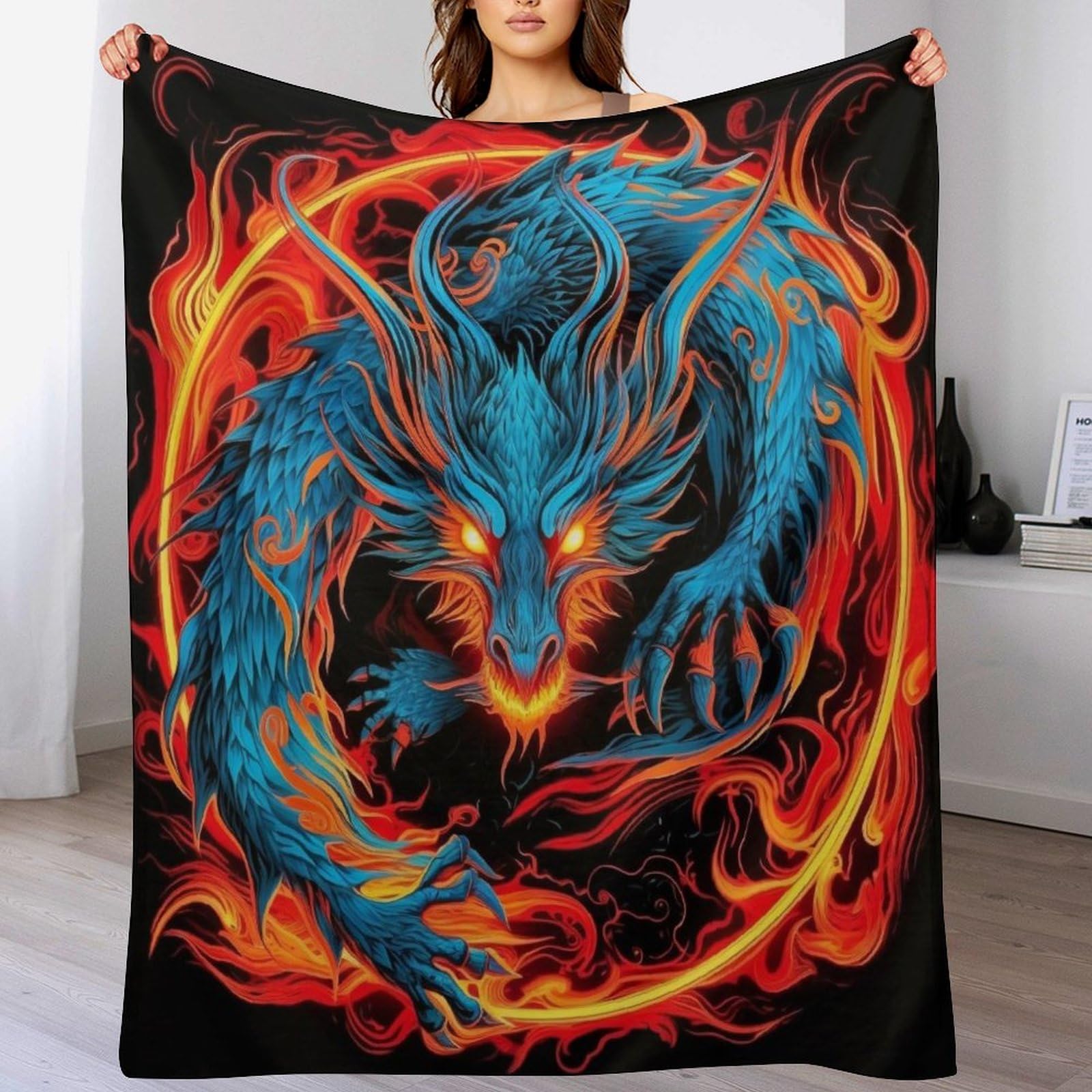 Manta de dragón para cama de cuatro estaciones manta de sofá franela suave 130x180cm