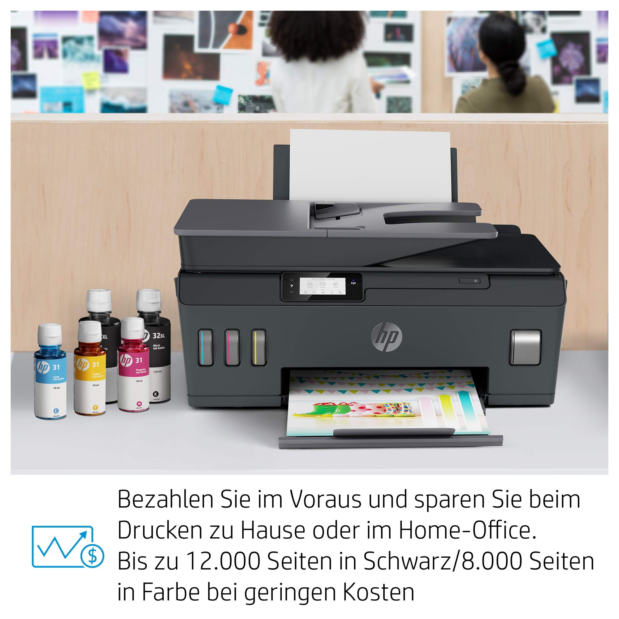 HP Smart Tank Plus 655 Multifunktionsdrucker (Drucker, Scanner, Kopierer, Fax, WLAN, AirPrint, 4-in-1, inklusive Tinte für bis zu 3 Jahre drucken), Schwarz