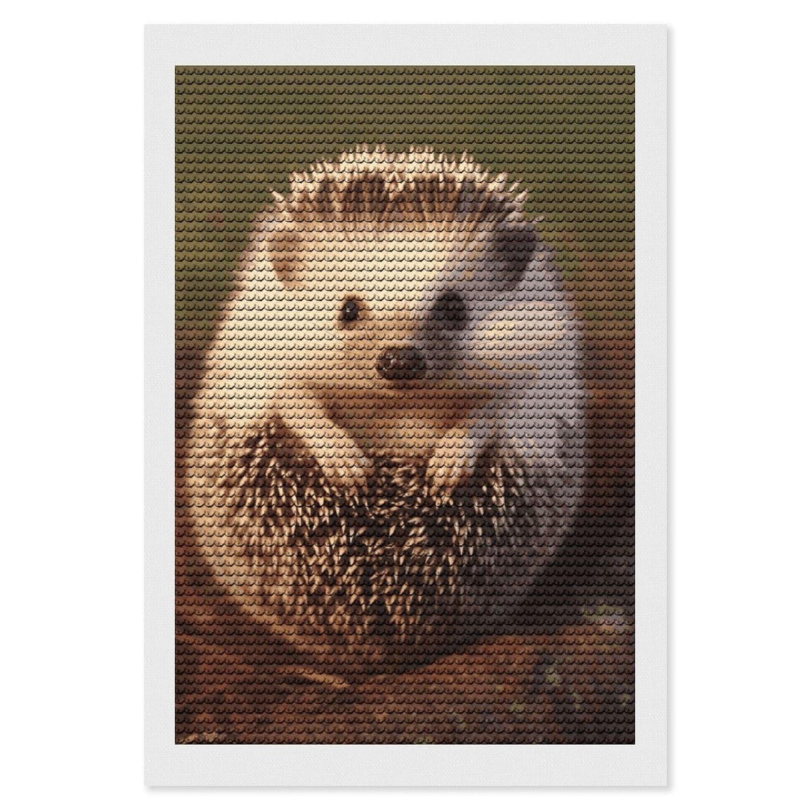 DWVTSLH Baby Hedgehog Diamond Painting Kits for Adults, Personalized Diamond Photo Art Full Drill, DIY 5D Diamond Art Painting Kits for Beginners, Home Wall Decor 8"x12"
