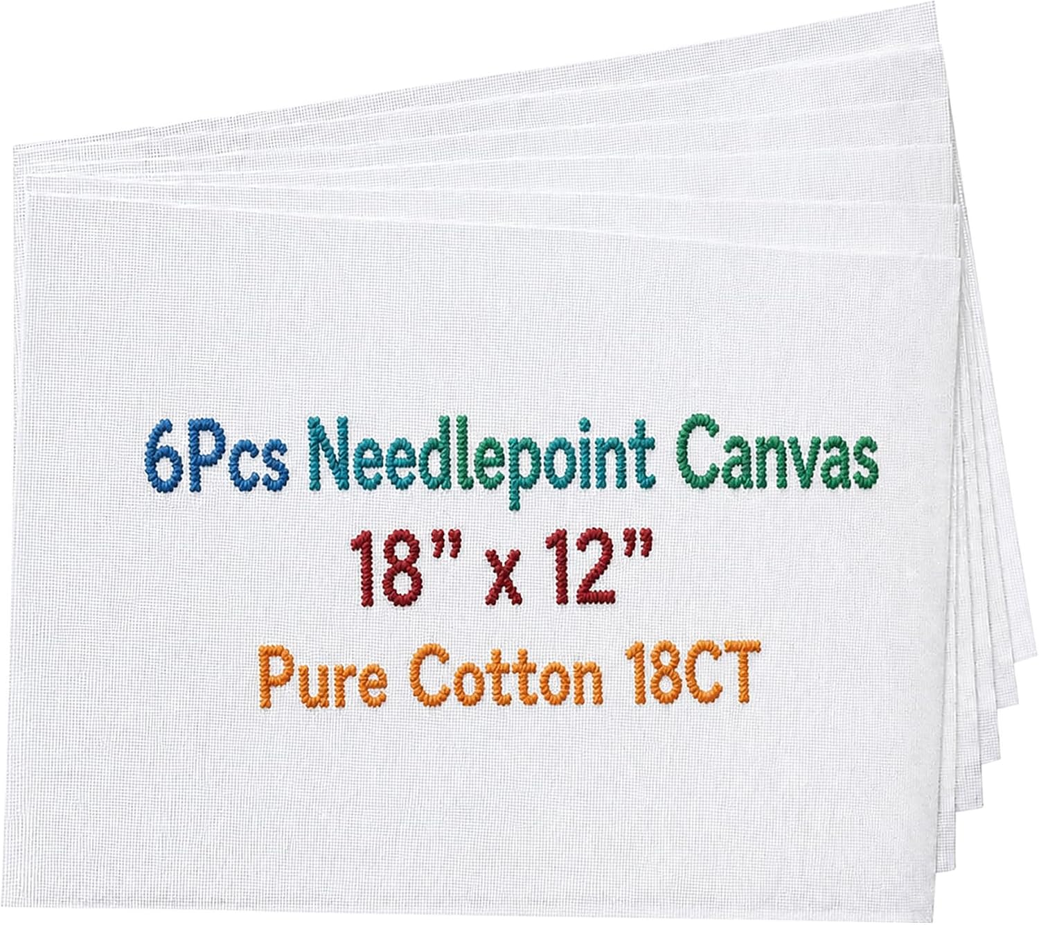 6 Pcs 18 Mesh Needlepoint Canvas, Pure Cotton Blank Embroidery Canvas 18" x 12", Clear Hole Cross Stitch Cloth for Latch Hook, Yarn Embroidery, Needlecraft and DIY Home Decor Craft Projects(NC-01)