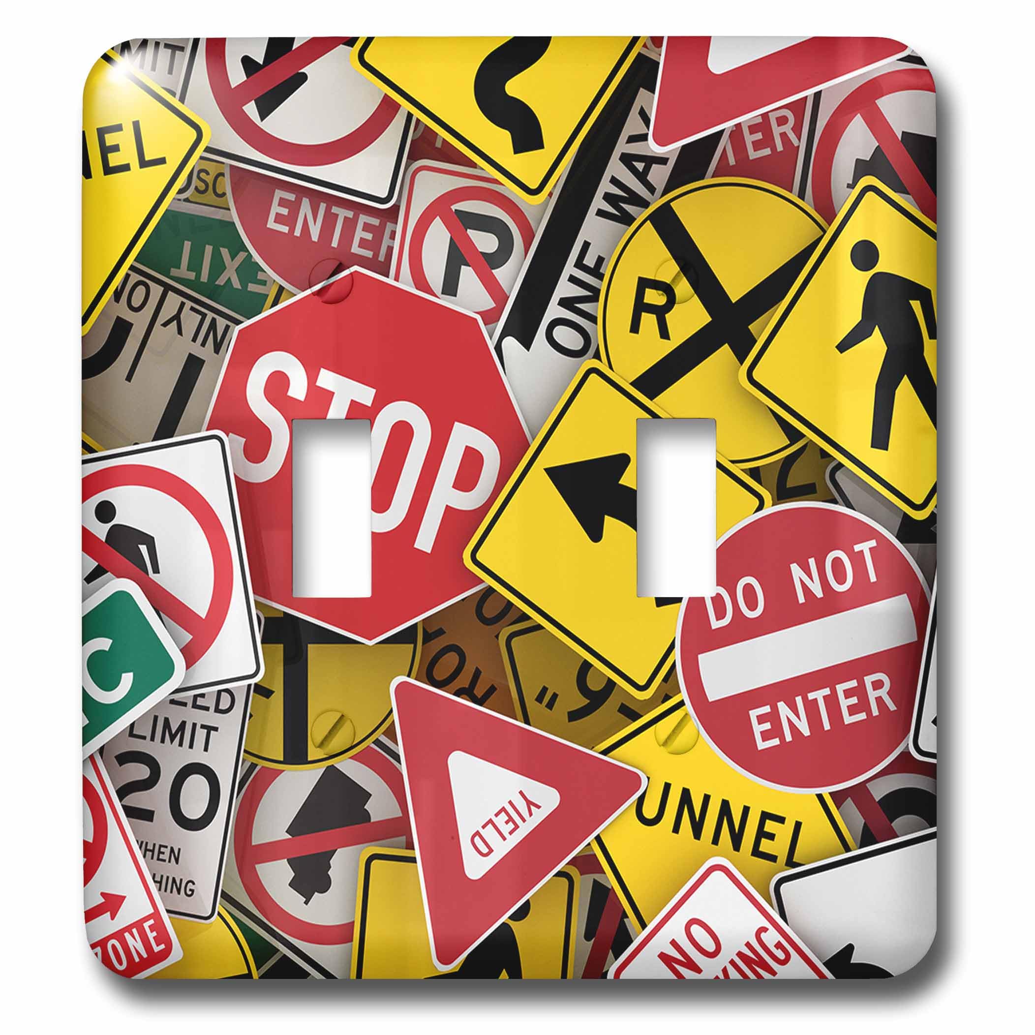 Plaque de signalisation routière américaine pour double interrupteur à bascule multicolore 3dRose