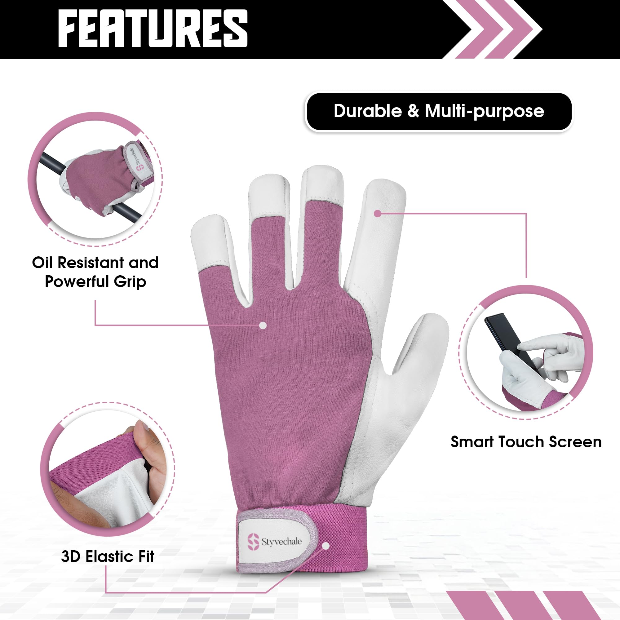 Gardening Gloves for Men & Women, Leather Palm & Breathable Spandex Back, Thorn-Proof Gardening Gloves - Image 2