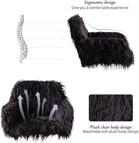 Miniatura 5 de KCC Silla de escritorio de oficina esponjosa, silla de brazo moderna de piel sintética giratoria con ruedas, sillas de acento suaves, cómodas,