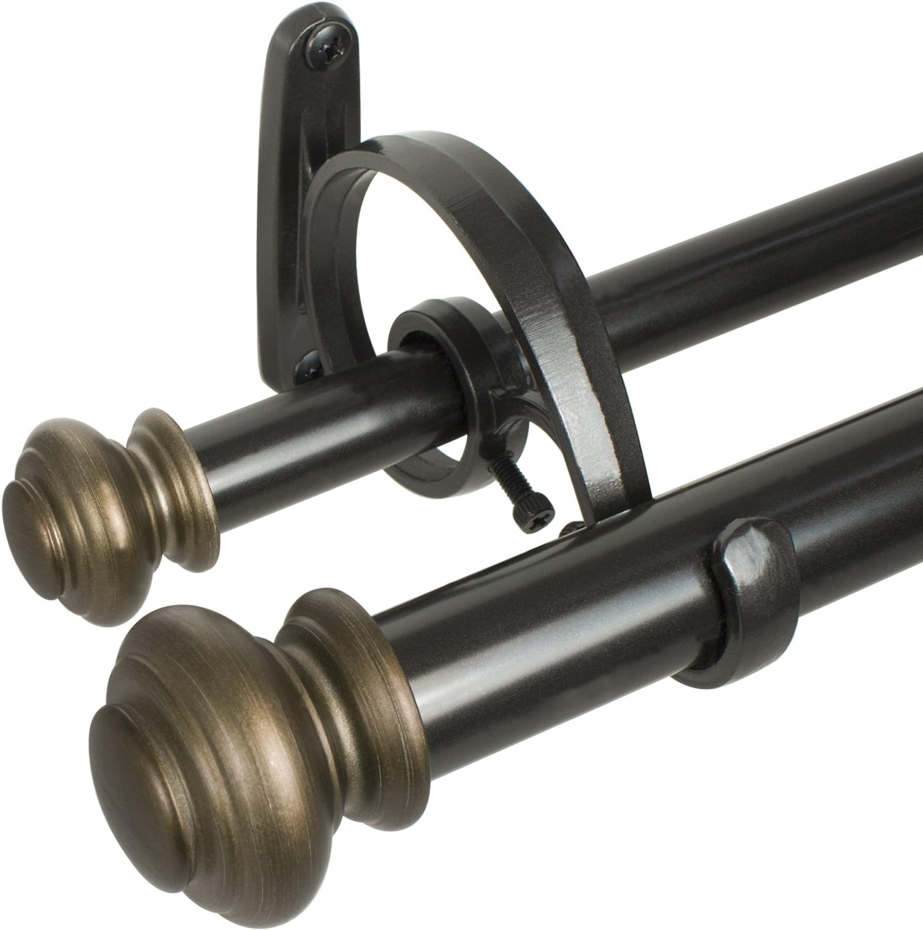 Beme International Decopolitan 1-Inch Urn Telescoping Double Drapery Rod Set, 36 to 72-Inch, Brown