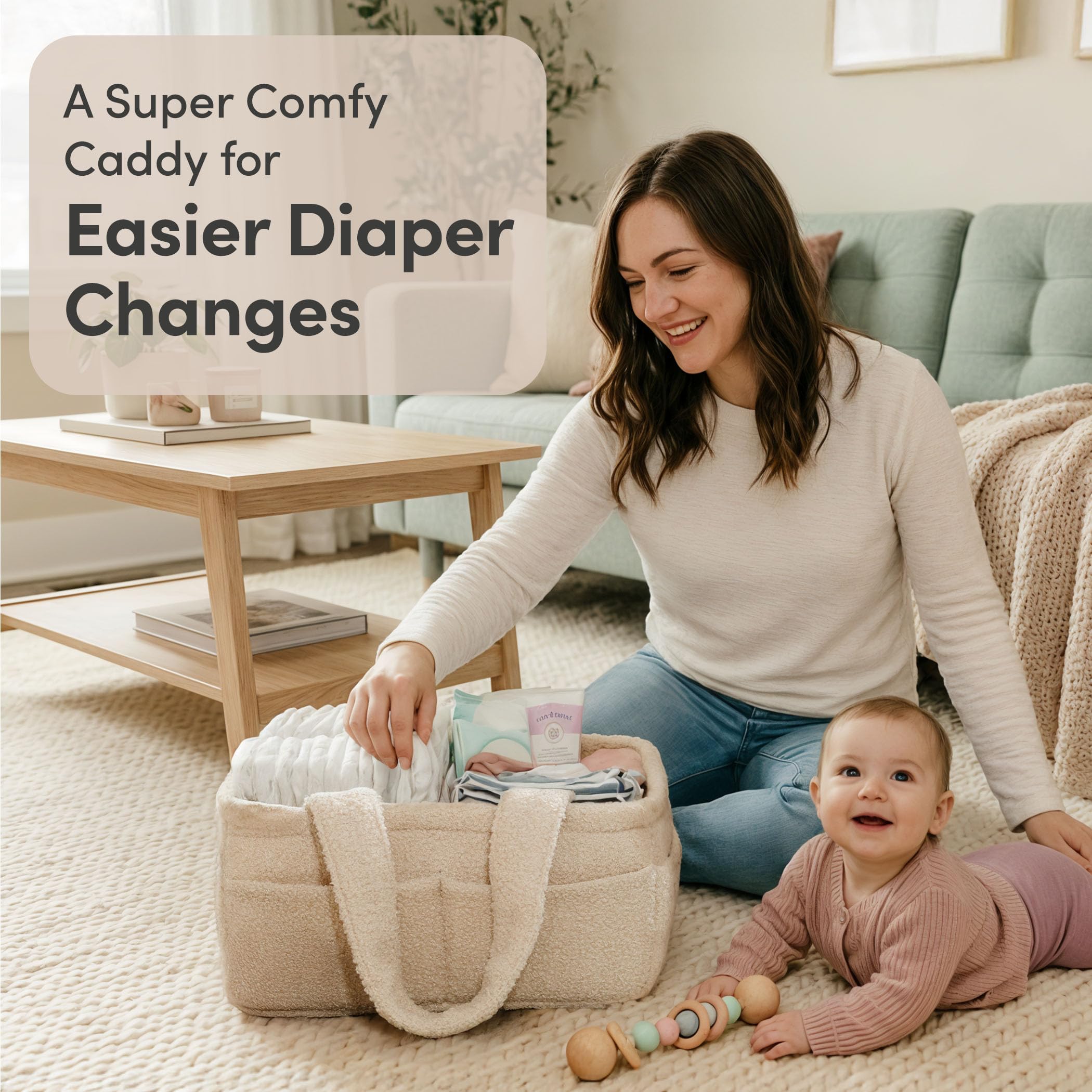 PUTSKA Diaper Caddy Teddy Polaire Crème