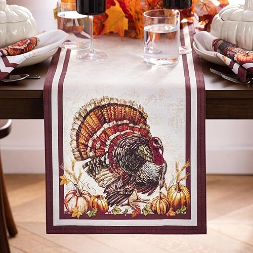 Elrene Home Fashions Autumn Heritage - Camino de mesa con diseño de pavo, 13 x 70 pulgadas Elrene Home Fashions Autumn Heritage - Camino de mesa con diseño de pavo, 13 x 70 pulgadas
