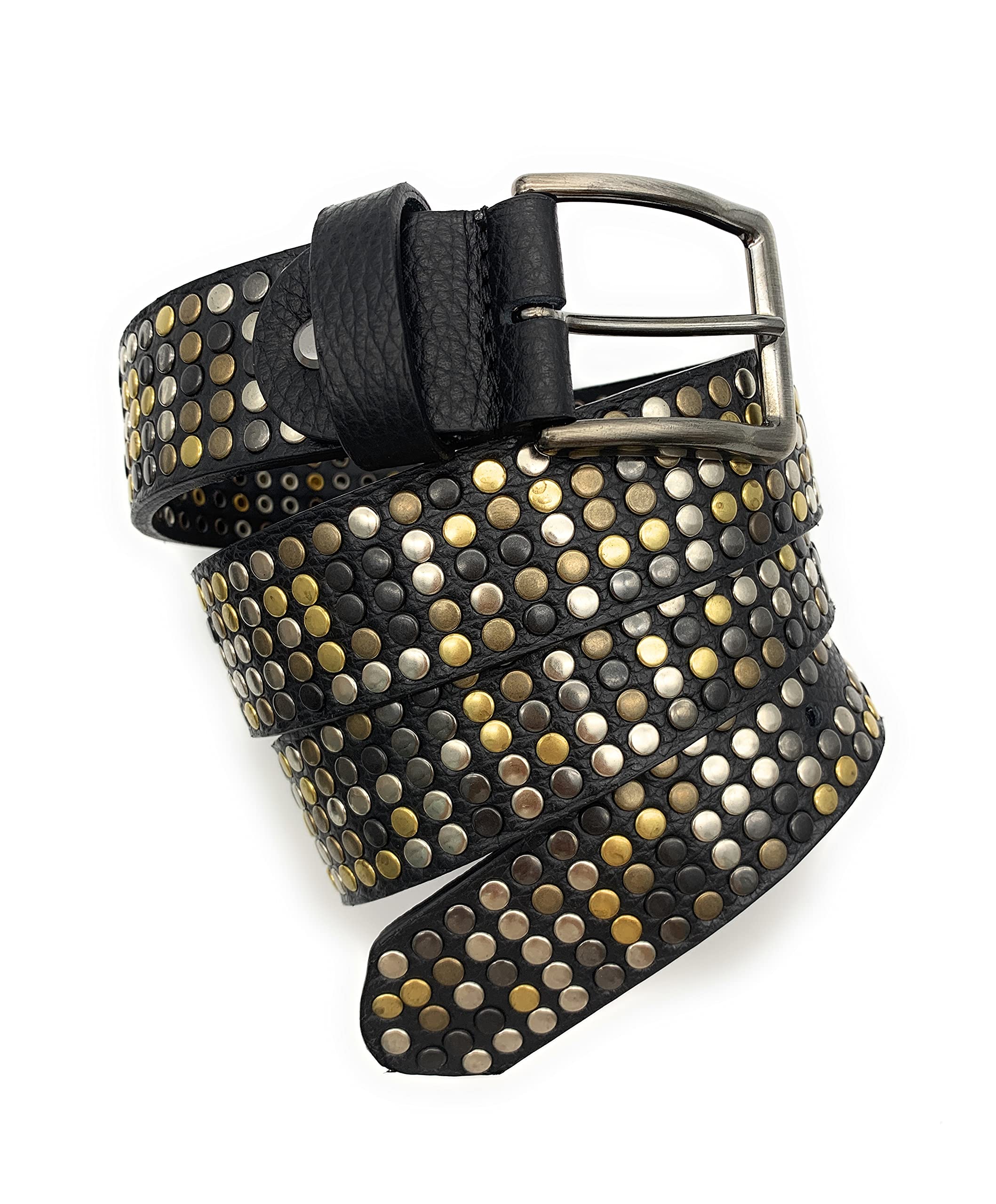 PASSIONE Cintura con Borchie in Vera pelle - Nera - Borchie multicolor