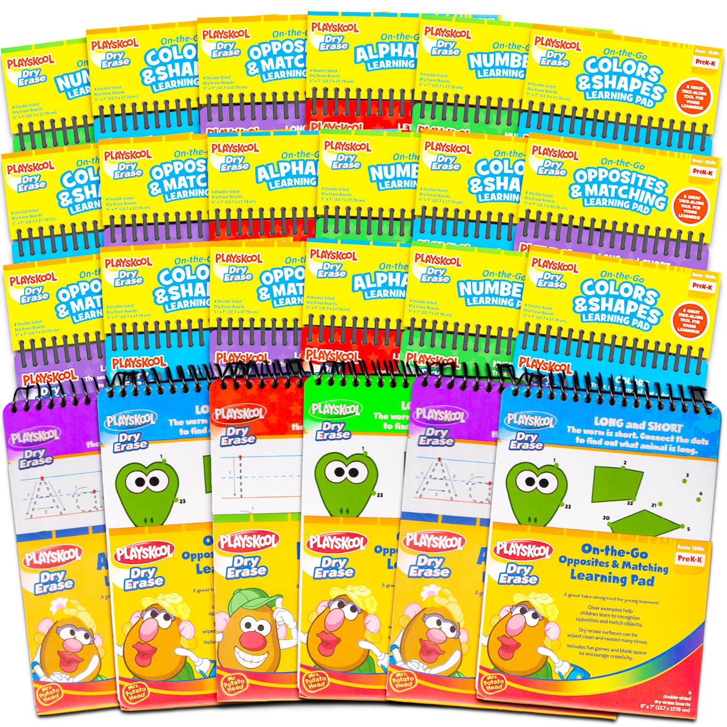 Bulk Write and Wipe Learning Boards Pre K Kindergarten - 24 Dry Erase Alphabet Numbers Handwriting Bundle Tracing Spiral Practice Boards 7"x5" | Playskool Classroom Supplies