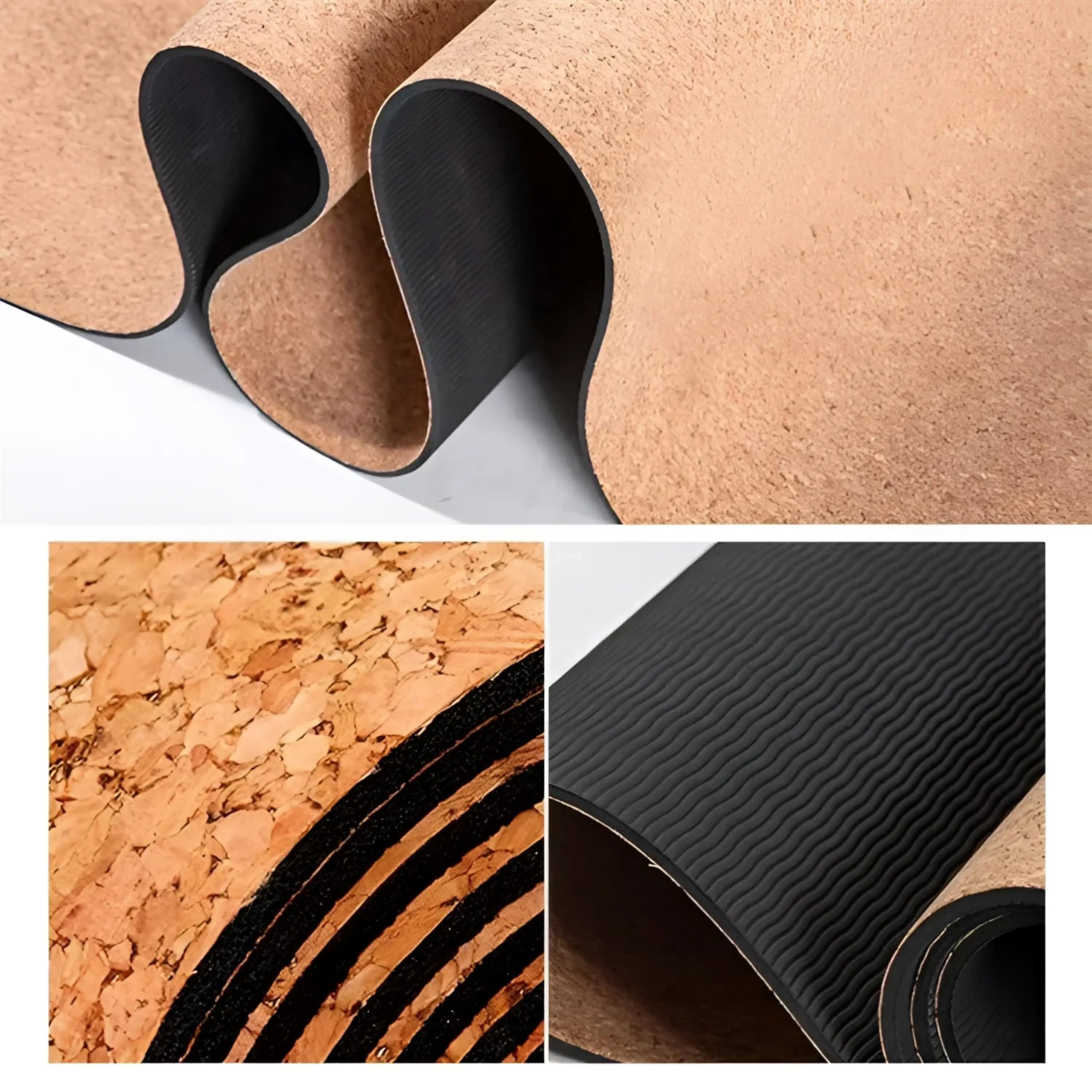 Yogamatte aus Kork, mit Anti-Rutsch-Effekt, nachhaltig, pflegeleicht