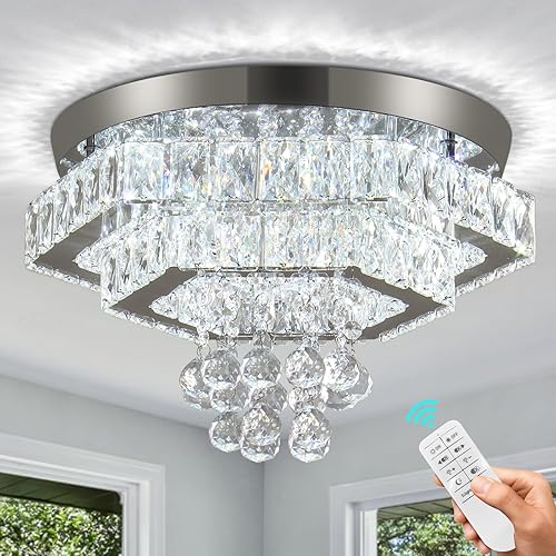 Finktonglan Moderna lámpara de techo LED de cristal regulable de 2 capas de montaje empotrado, lámpara de techo de acero inoxidable para sala de disponible en Yaxa Peru