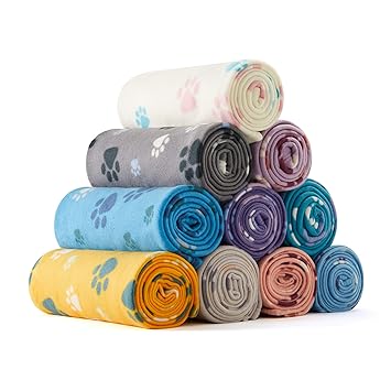 Puppy King Multiple Pack Puppy Kitten Blanket with Paw Print,Small Size Polar Fleece Blankets for Small Dogs and Cats, Colorful,29.5x24