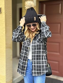 Zeagoo Ladies Plaid Jacket Warm Sherpa Lined Fleece Fur