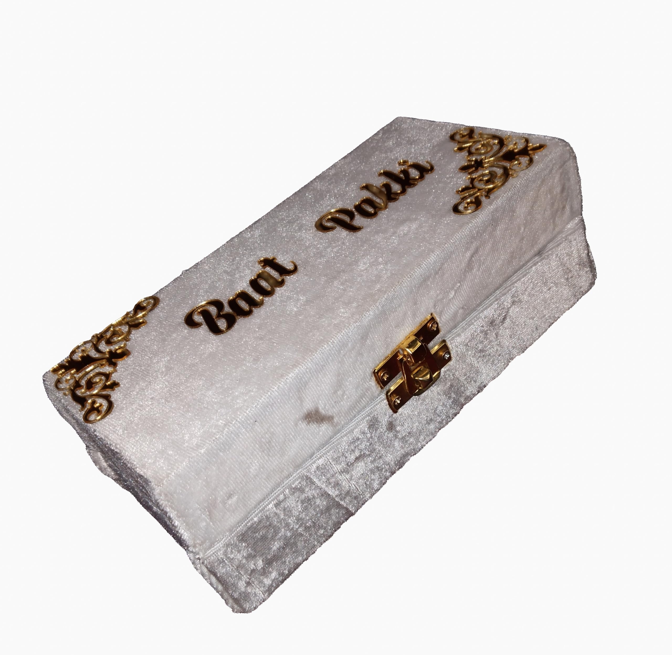 Baat Pakki Cash Box for Money and Envelope | Gold Filigree Design, Velvet Covered, Gold Latch Closure, Wedding Ceremony, Decorative Box-image-8