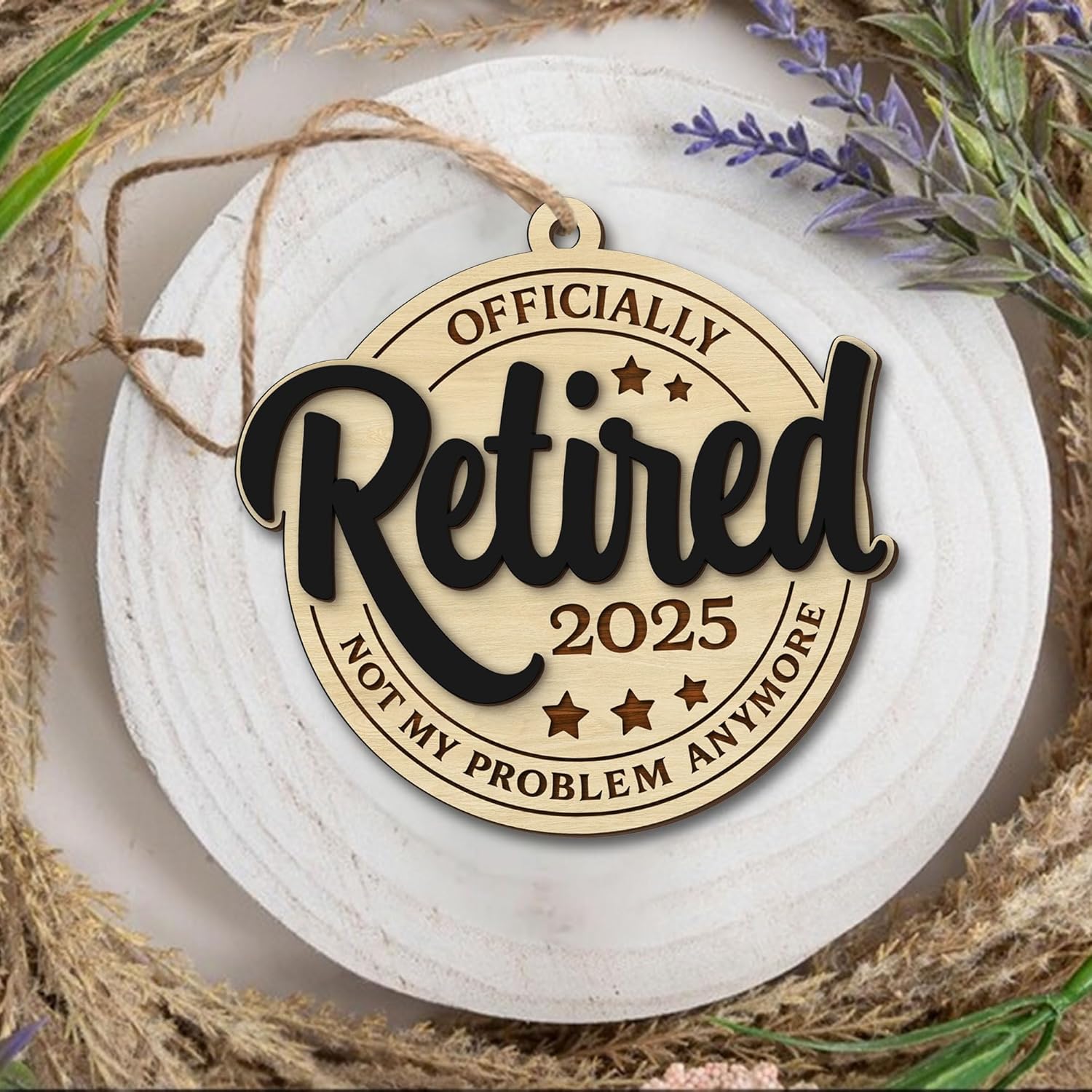 Retirement Gifts for Women, Men 2025 - Retired Ornament 2025 - Happy Funny Cool Retire Party Gift Ideas - Mens Retired Gift Ideas for Coworker, Boss, Teacher, Nurse, Man - Wood Retired Ornament (RT1) - Image 2