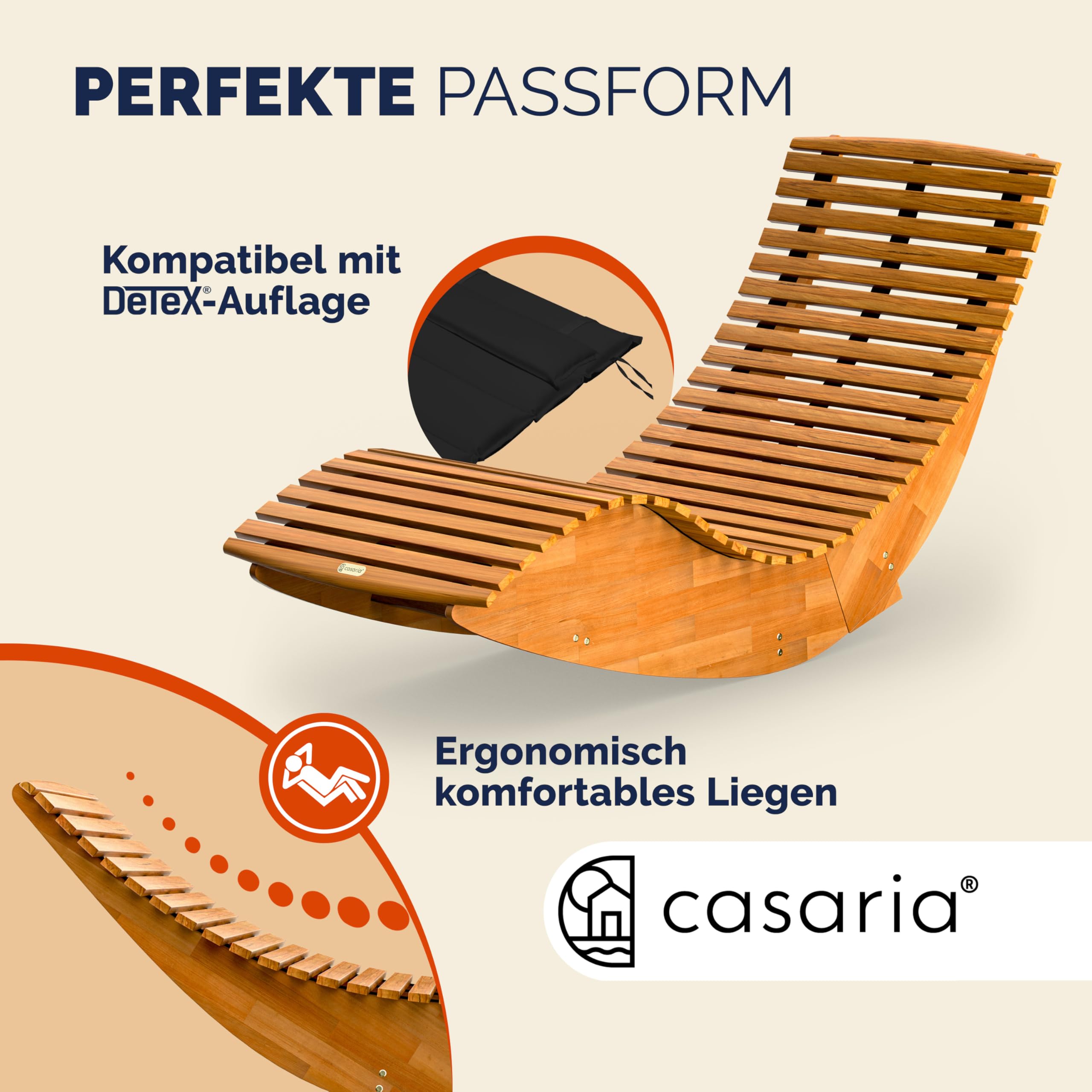 Casaria® Sonnenliege Klappbar Wetterfest Holz 160kg Belastbarkeit Pflegeleicht FSC®-Zertifiziert Akazie Garten Balkon Sauna Liege Holzliege Relaxliege 195x60cm