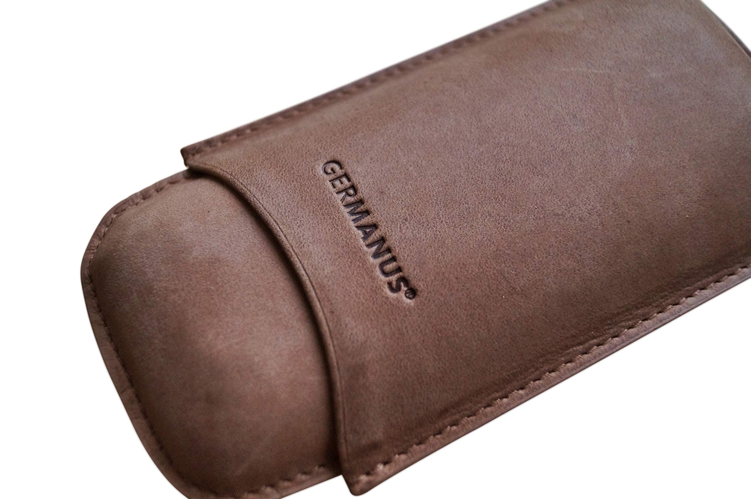 GERMANUS Etui na cygara ze skóry, brązowe, dzika skóra bydlęca