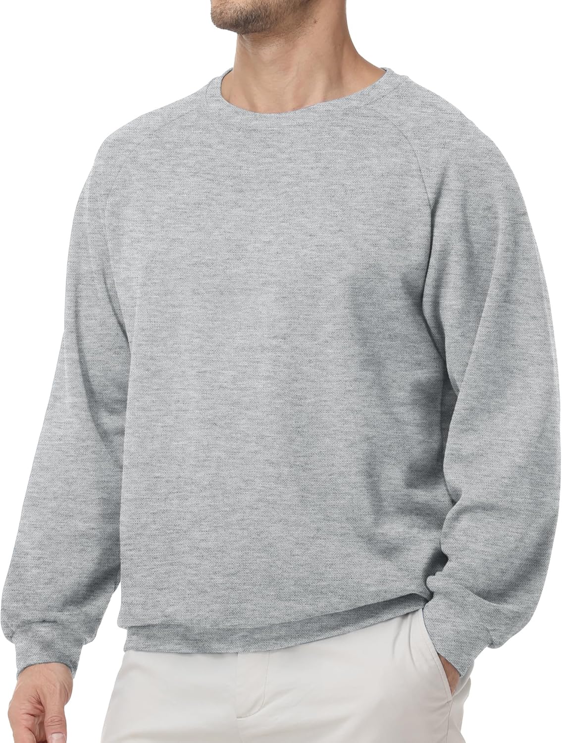 Men’s Lightweight Thin Cotton Crewneck Sweatshirt – Casual Long Sleeve Pullover for Spring & Fall Layering