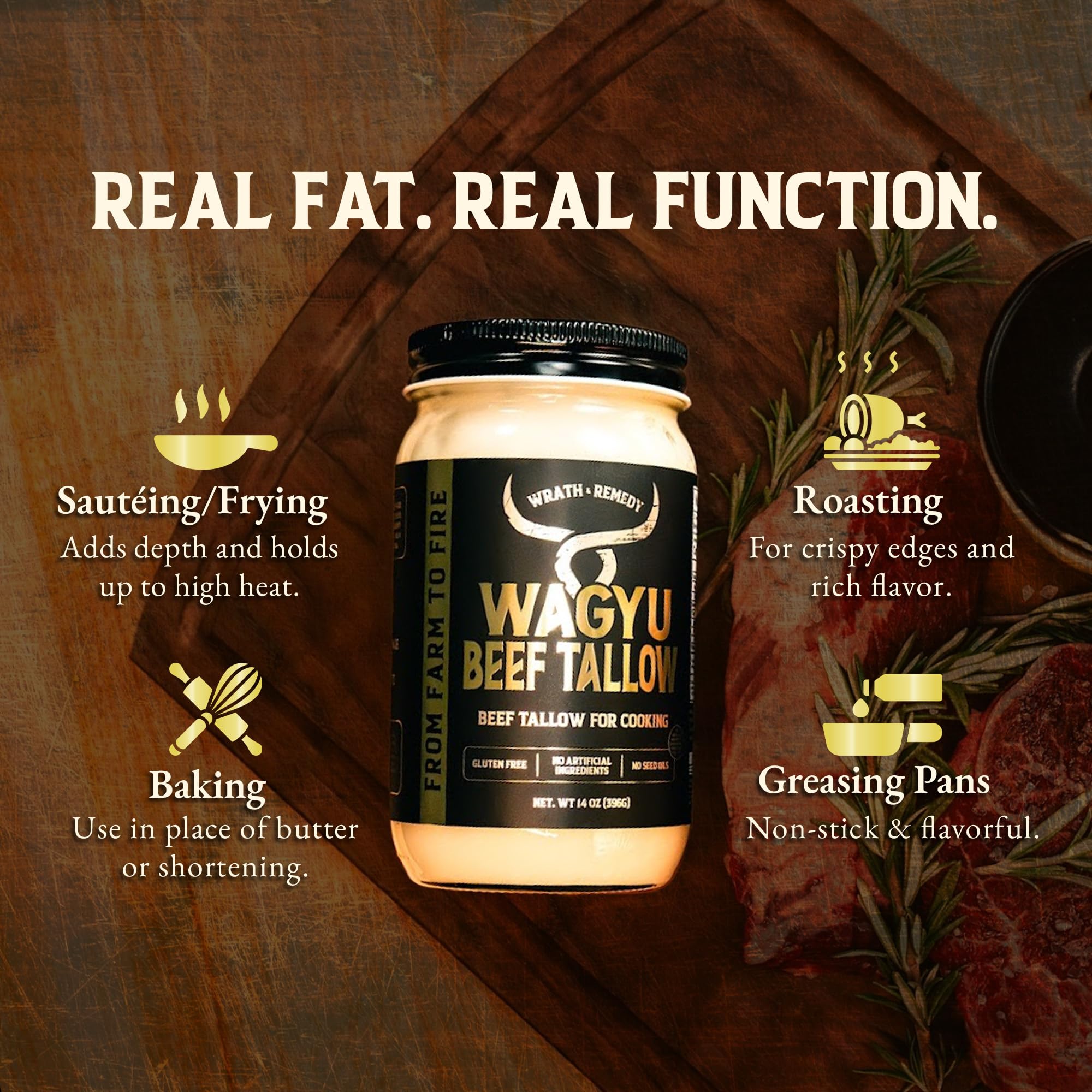Amazon.com: Organic Wagyu Beef Tallow for Cooking, Pure Beef Fat