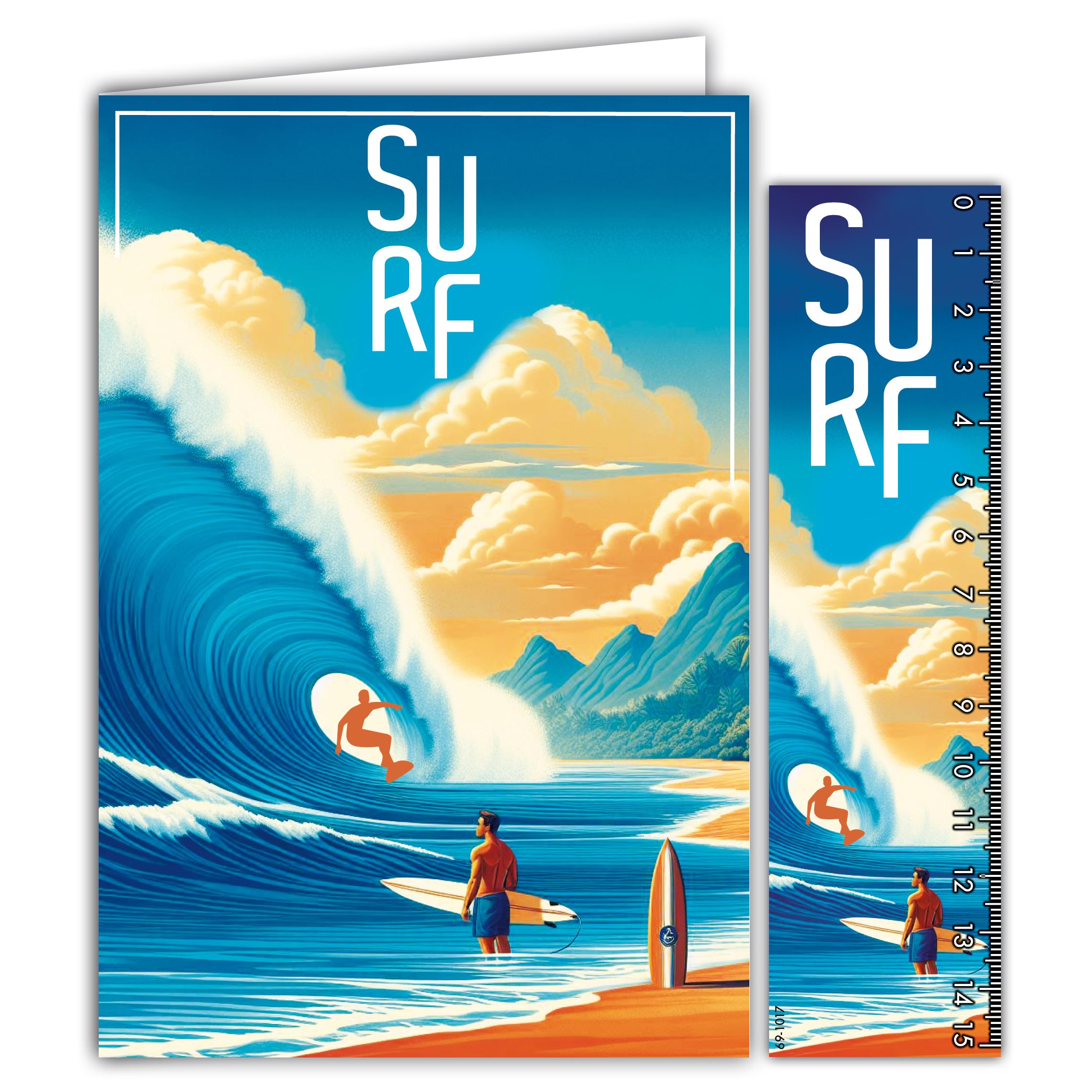 AFIE 69-1017 Surf Card with Envelope 12 x 17.5 cm for Sports Sportsmen Surfer Surfer Wave Teahupo'o Tahiti – Passion Sports Collection of the Olympic Games – Made in France
