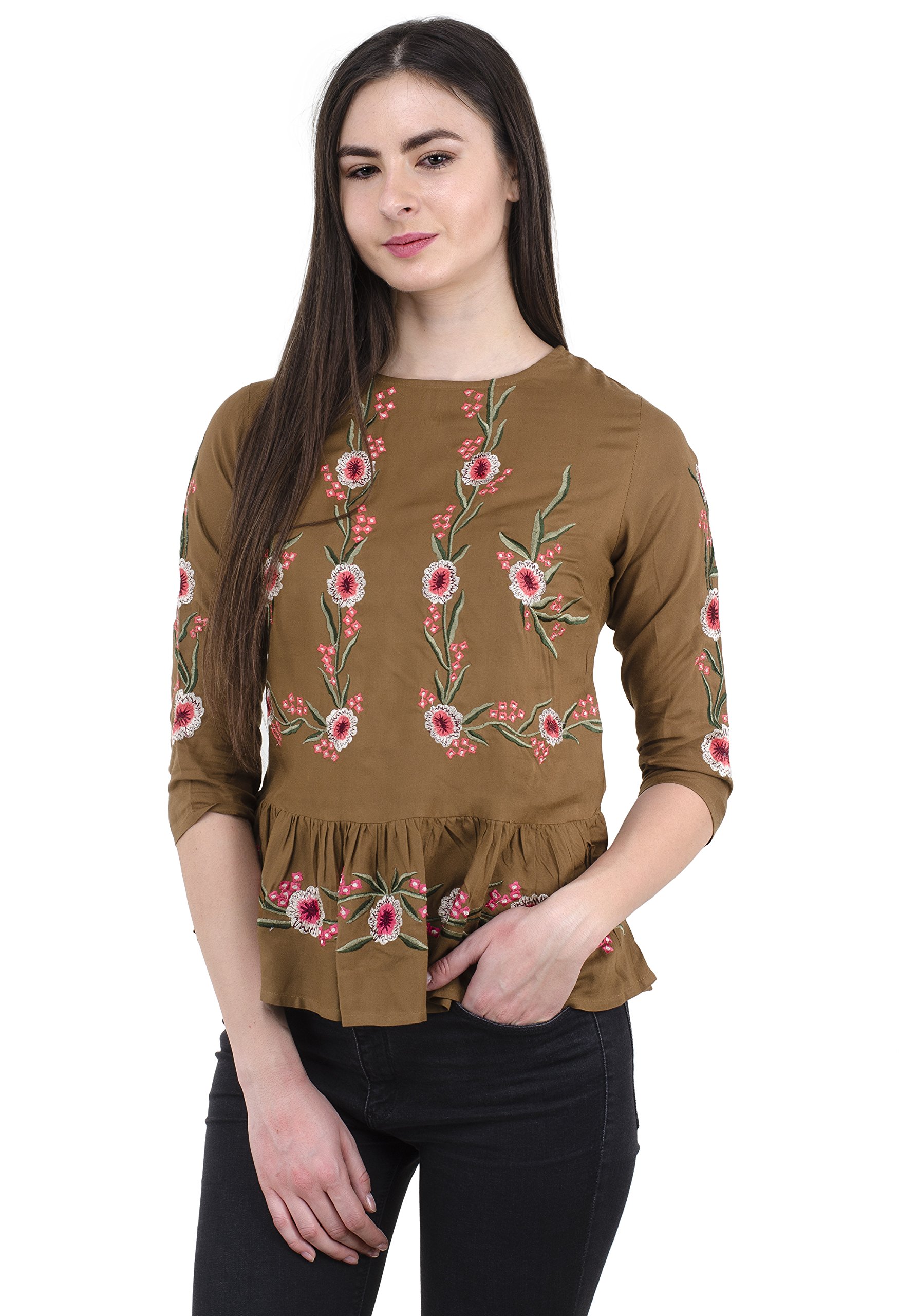 Belissima Brown Embroidered top
