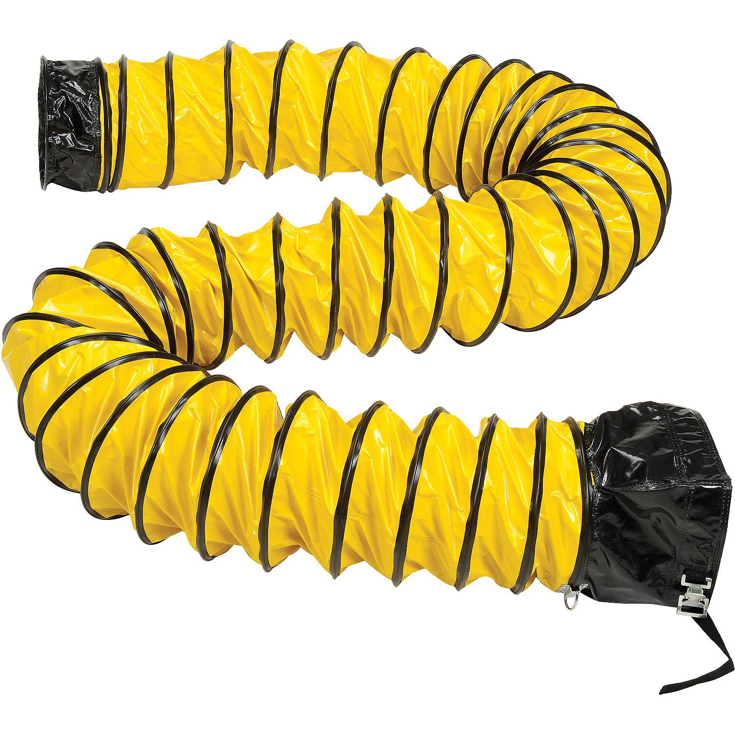32' Flame Retardant Flexible Duct for 12" Diameter Fan by Global Industrial – 12"L x 10"W x 10"H, 2-Ply Reinforced Polyvinyl, Yellow & Black, Model 292604