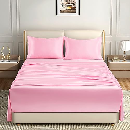 Miniatura 9 de Homiest Juego de sábanas de satén de 5 piezas para cama ajustable, juego de ropa de cama de satén sedoso de lujo con bolsillo profundo, 2 sábanas