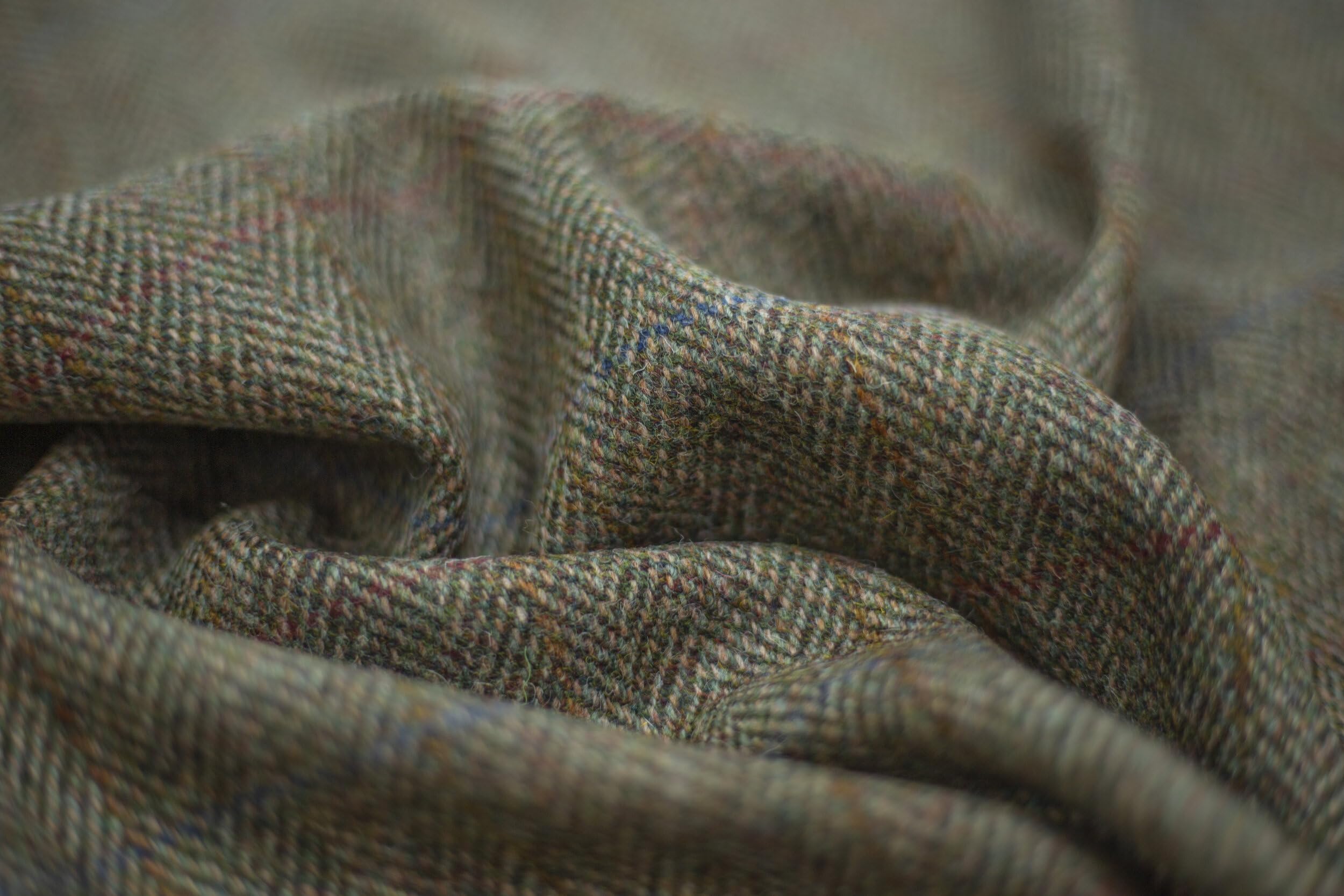 Harris Tweed Kissenbezug, Fischgrätenmuster, quadratisch, Grün