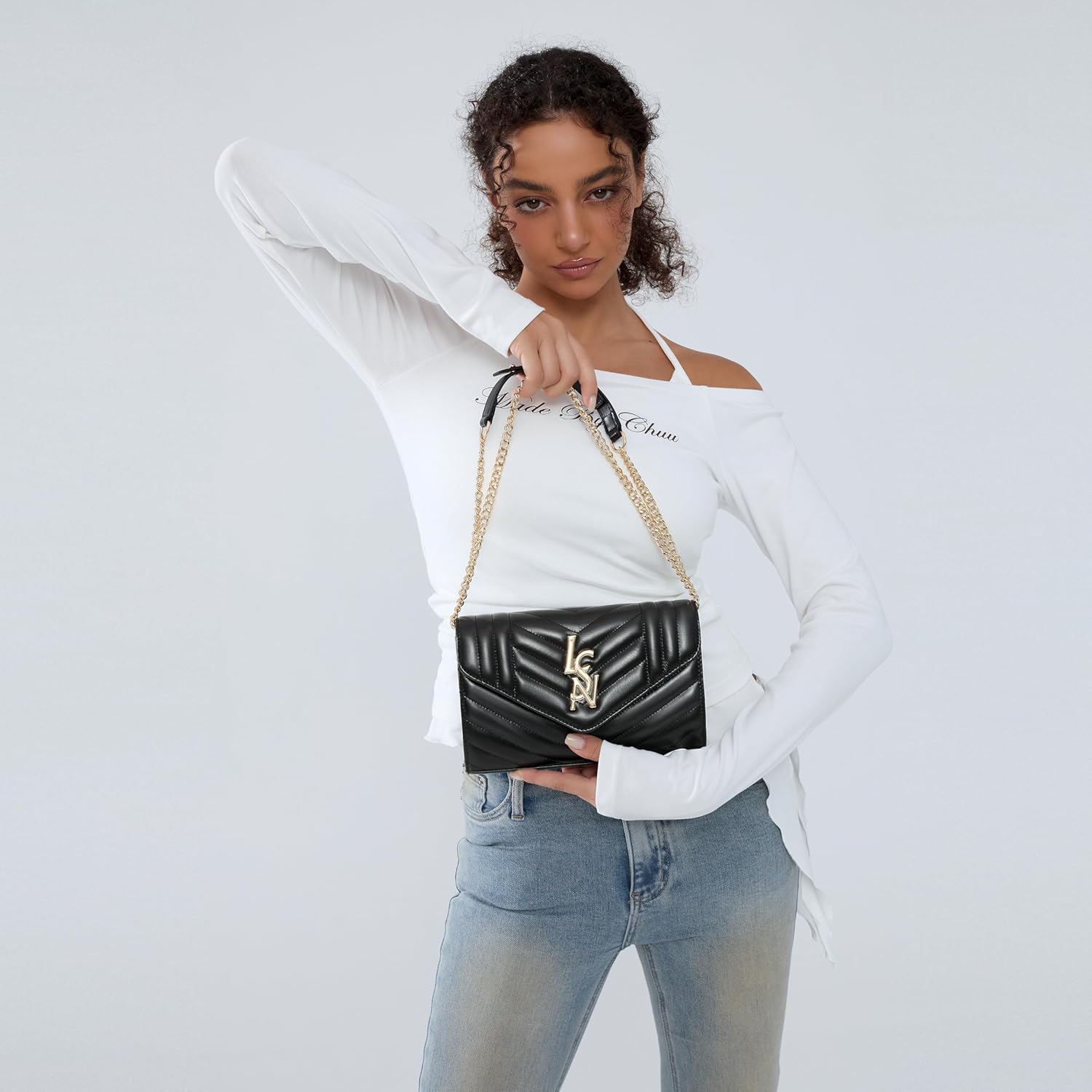 Chrysansmile Envelope Clutch Purses for Women Genuine Leather Crossbody Bags Fashion Quilted Womens Handbags with Chain - Image 7