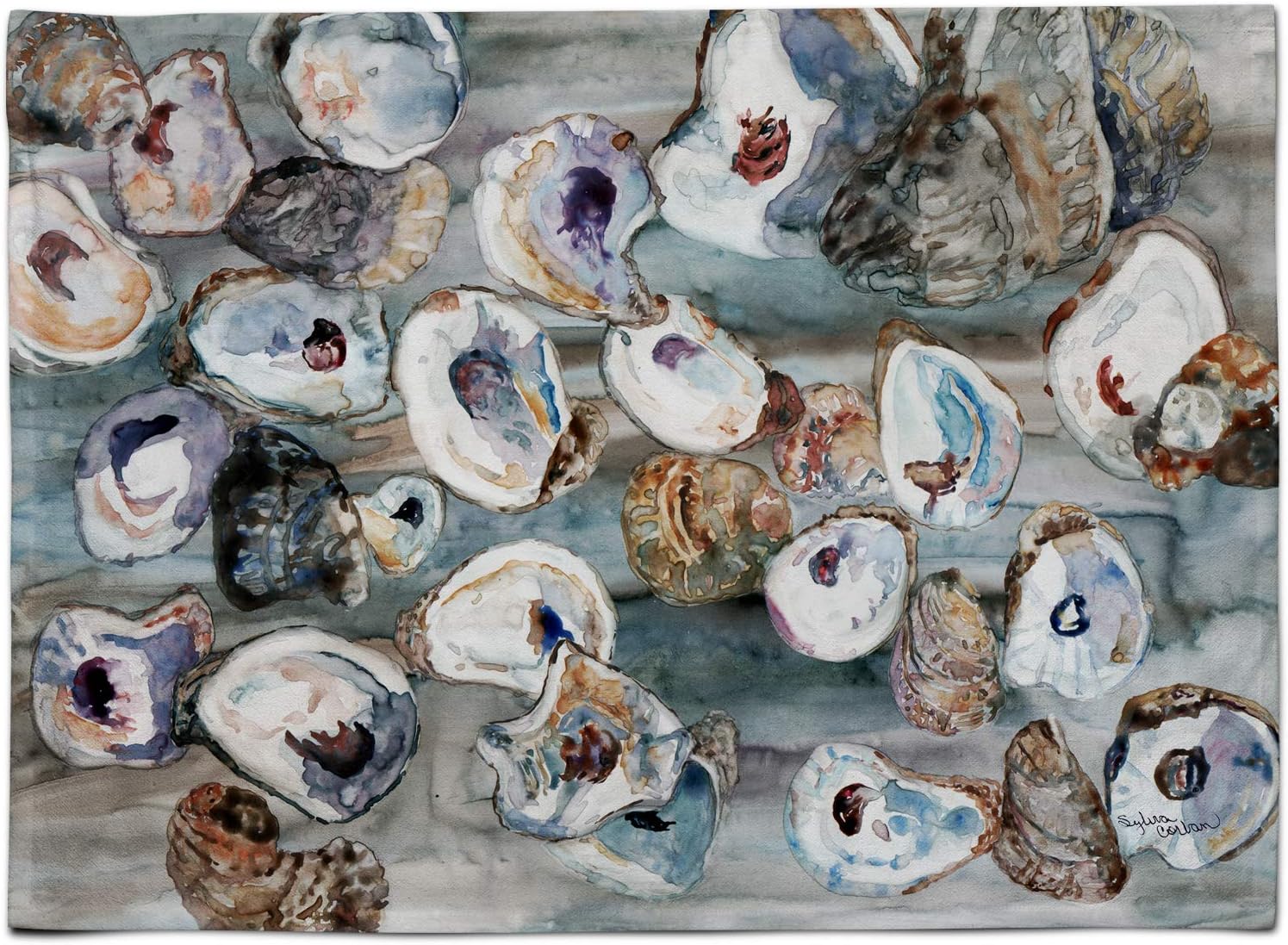 Caroline's Treasures 8957PLMT Bunch of Oysters Fabric Placemat Washable Placemat Dinner Table Decor No Ironing Linen Look