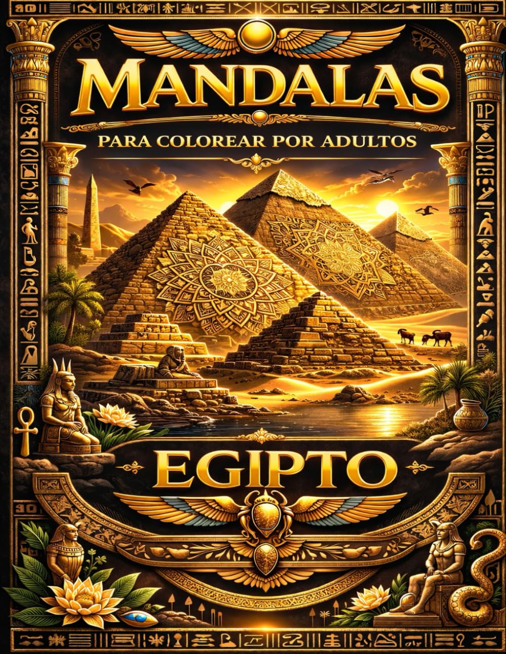 Mandalas de Egipto: Más de 30 mandalas detallados para colorear por adultos — pirámides, dioses y jeroglíficos (Spanish Edition)      Paperback – February 8, 2026