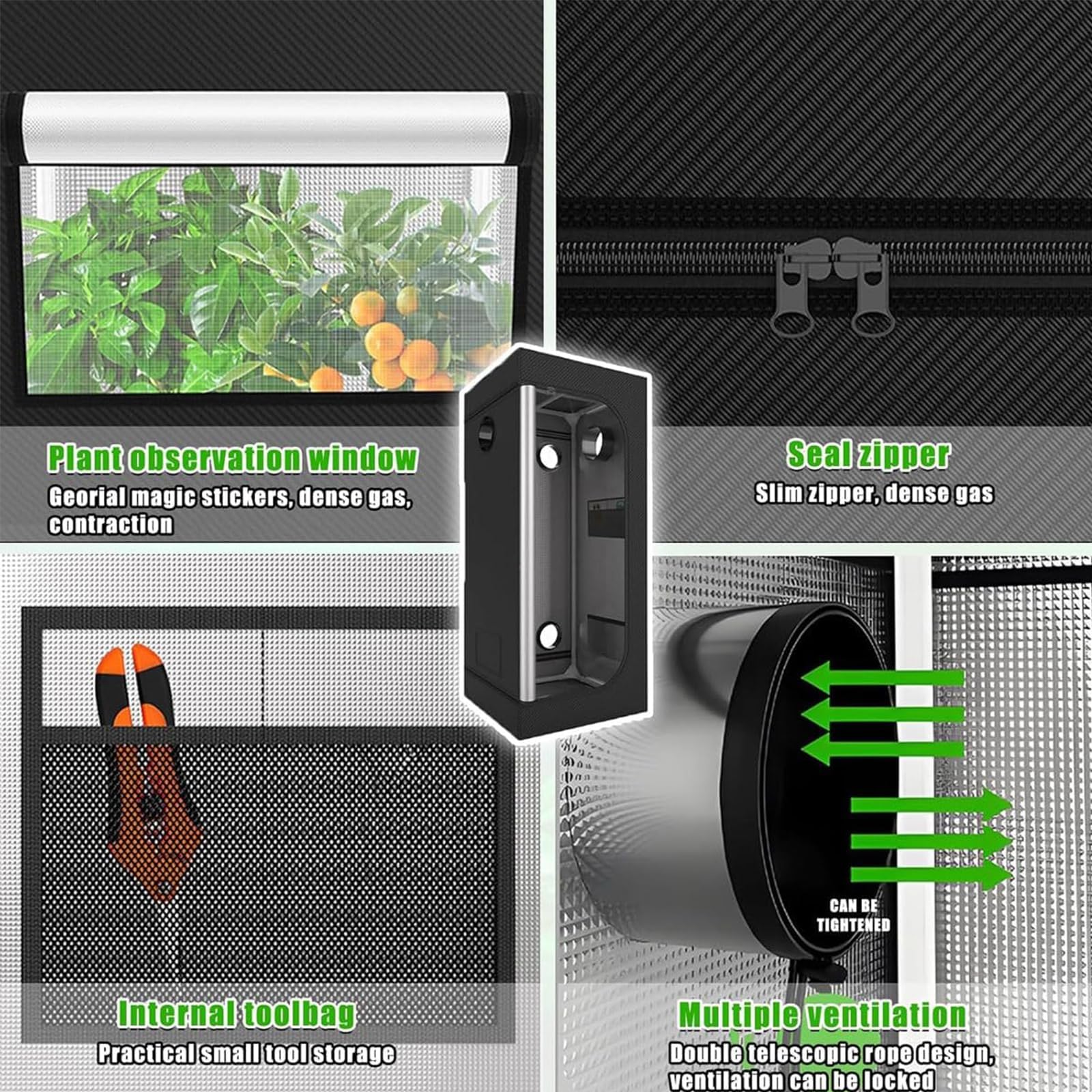 Kit de Culture sous Tente avec éclairage LED, système hydroponique à Spectre Complet, kit de Jardin d'herbes aromatiques d'intérieur, minuterie et hygromètre, Dimensions : 50 x 50