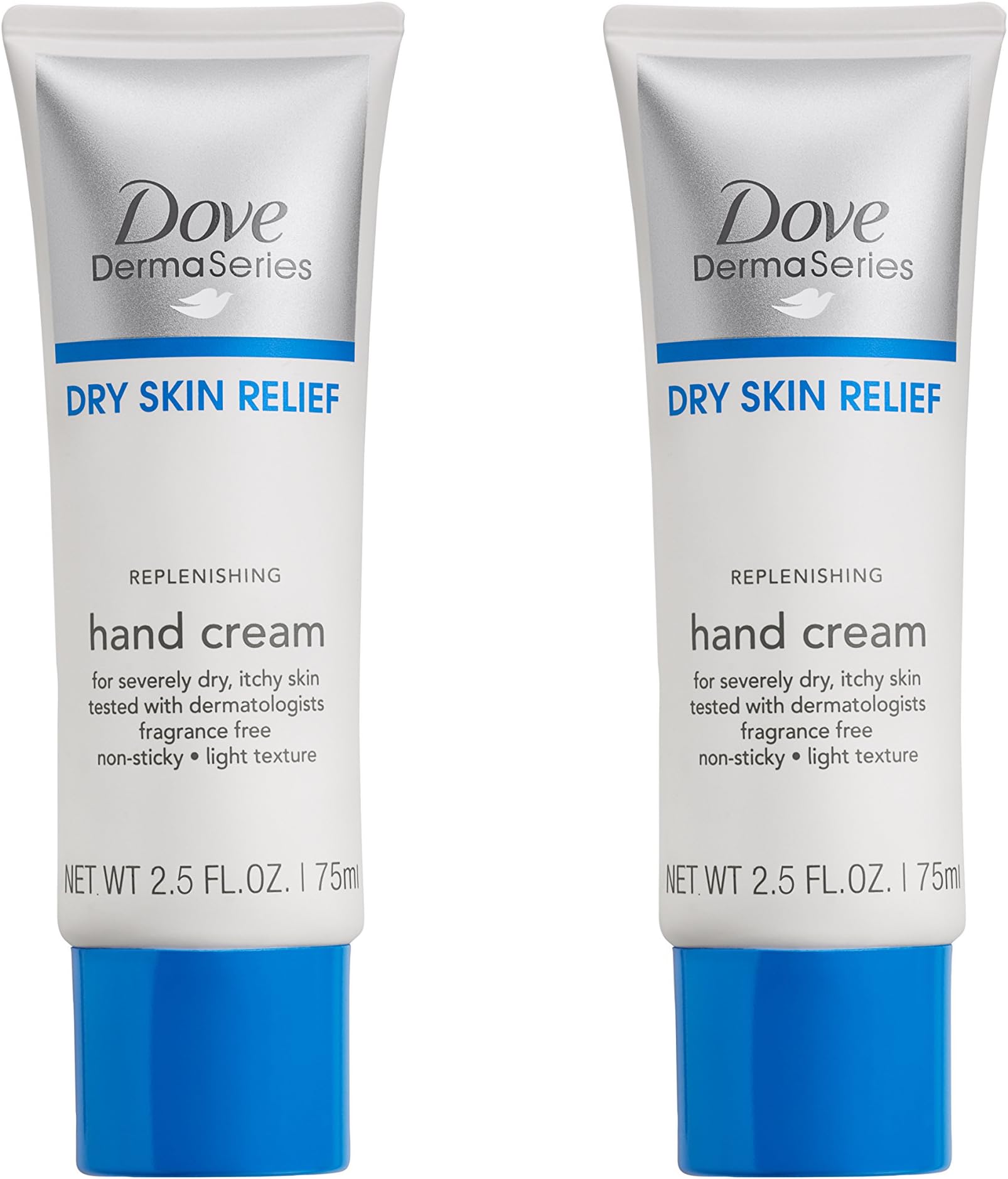Dove DermaSeries Fragrance-Free Hand Cream, for Dry Skin 2.5 oz, 2ct