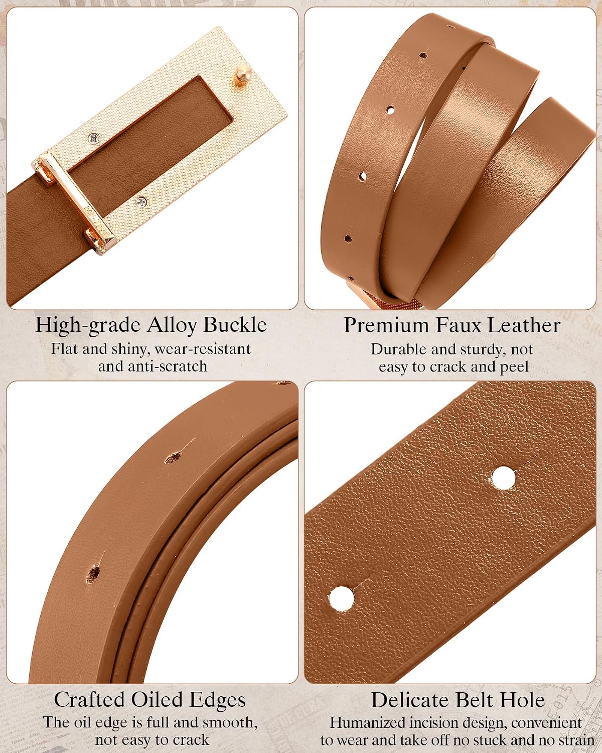 JaGely 5 Pcs Women Skinny Leather Belts Thin Women Waist Belt for Dresses Jeans Pants with Gold Buckle