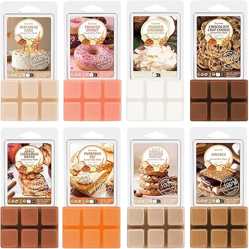 SALKING Bakery Scented Wax Melts, Plant Based Natural Wax Melts, Highly Scented Long Lasting Premium Soy Wax Cubes, Wax Melts Tarts, Colored Wax Melt, Wax Melts Gift Set - 8 Pack