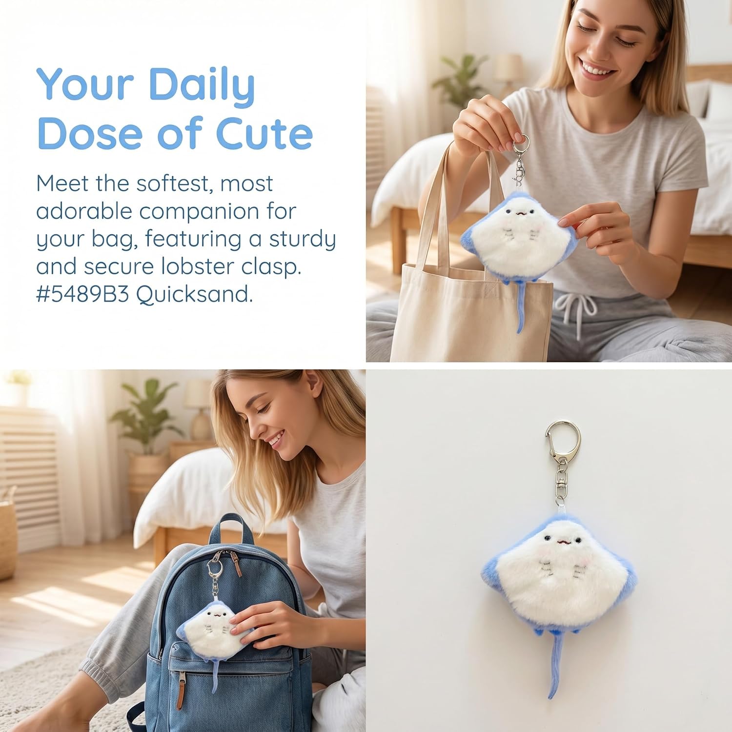 Cute Ocean Plush Keychain for Backpack, Fish Charm Accessories With Bag Charms Gift for Women image 5