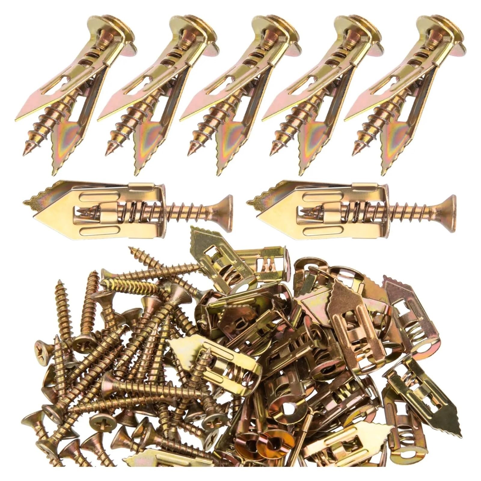 Selbstbohrende Dübel, Metall und Schrauben for schwere Beanspruchung, selbstbohrendes Schraubenset, keine Bohrlöcher in der Wand(40 sets)