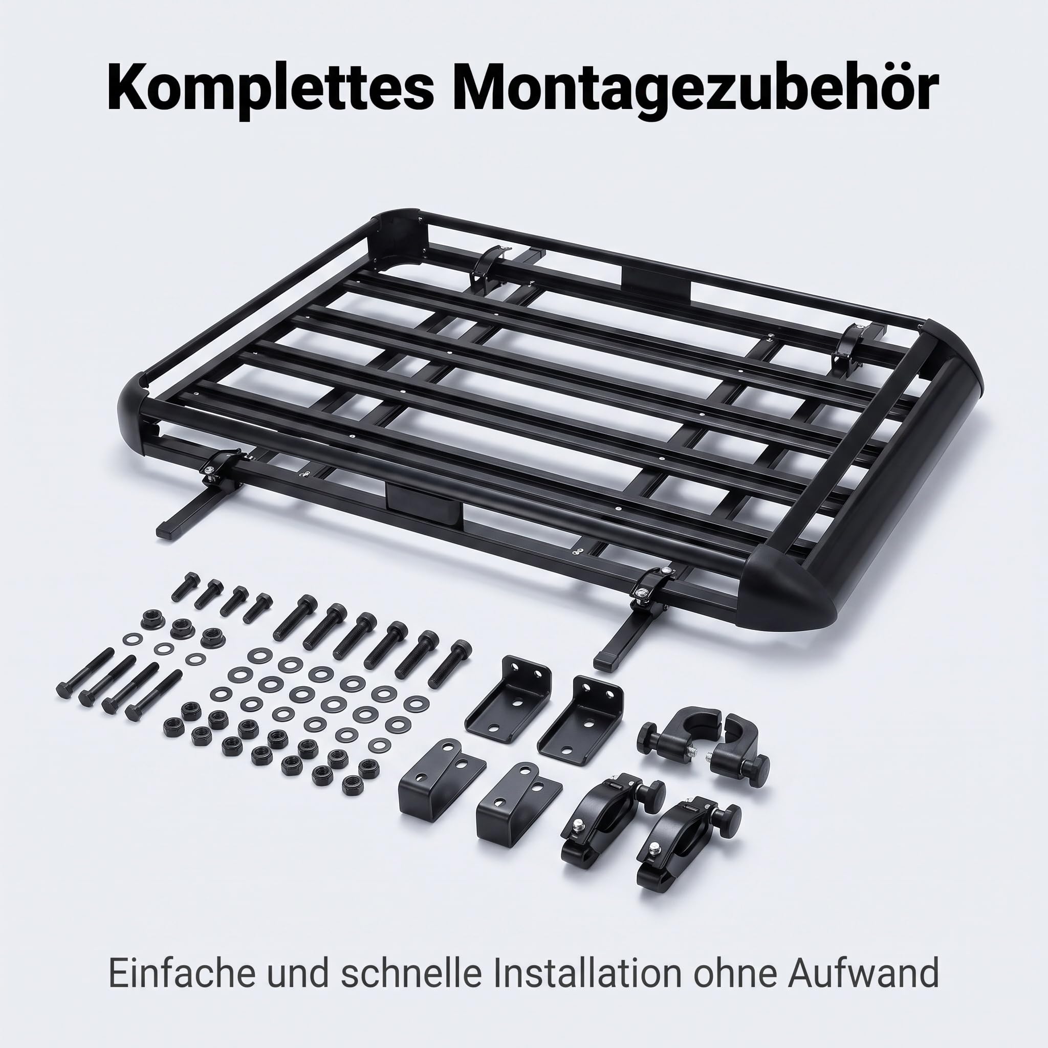 Barres de toit de voiture, barres de toit en aluminium, panier de toit en aluminium avec déflecteur de vent, charge maximale 150 kg, largeur réglable, convient pour SUV avec porte-bagages intégrés