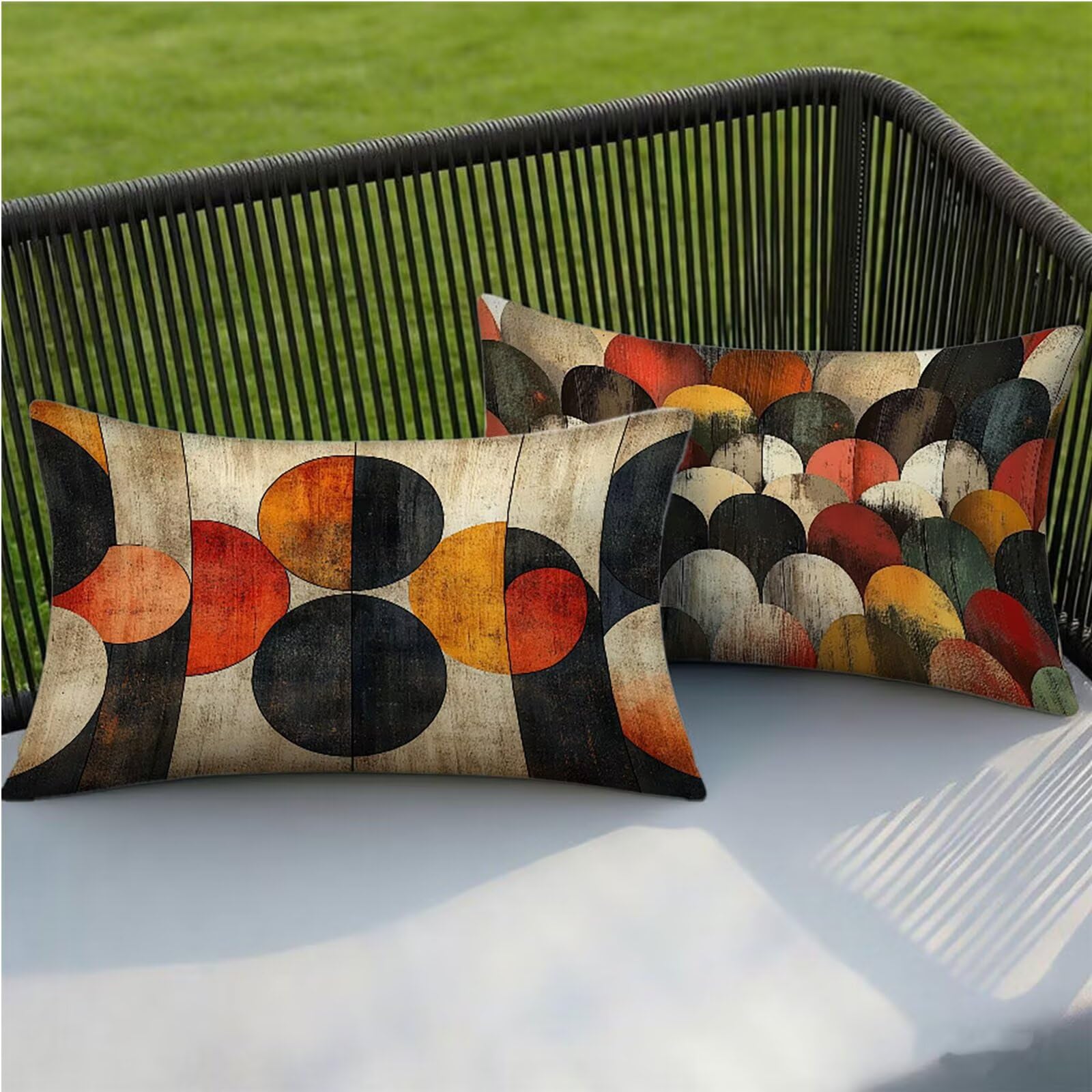 Federe Cuscino 60x80 Set di 2, Rosso Federe Cuscini Divano Lino, Rettangolari Copricuscini 60x80cm Con Cerniera Invisibile, Copricuscino per Camera Letto Casa Decorazioni Regalo, Geometria kj-2171