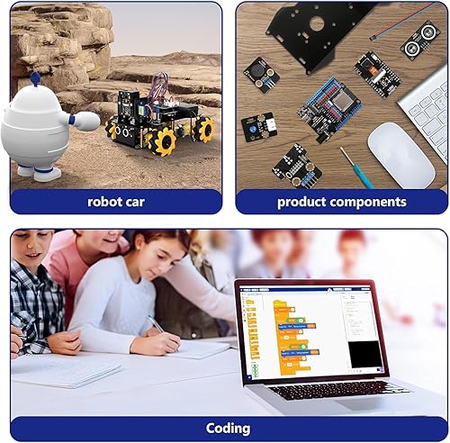 Miniatura 7 de Kit de robot con cámara de 3 MP, kit de robótica para niños de 8 a 12 años, 12 a 16 años, compatible con Arduino y Scratch, aplicación y control