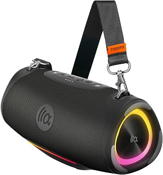 TAZATA Bluetooth Speaker Wireless, 120W Peak Loud Outdoor Speaker with Deep Bass Subwoofer, IPX7 Waterproof Floating Pool Speaker, RGB Lights, 11H Playtime, Multi-Sync 100+ for Party Camping Beach