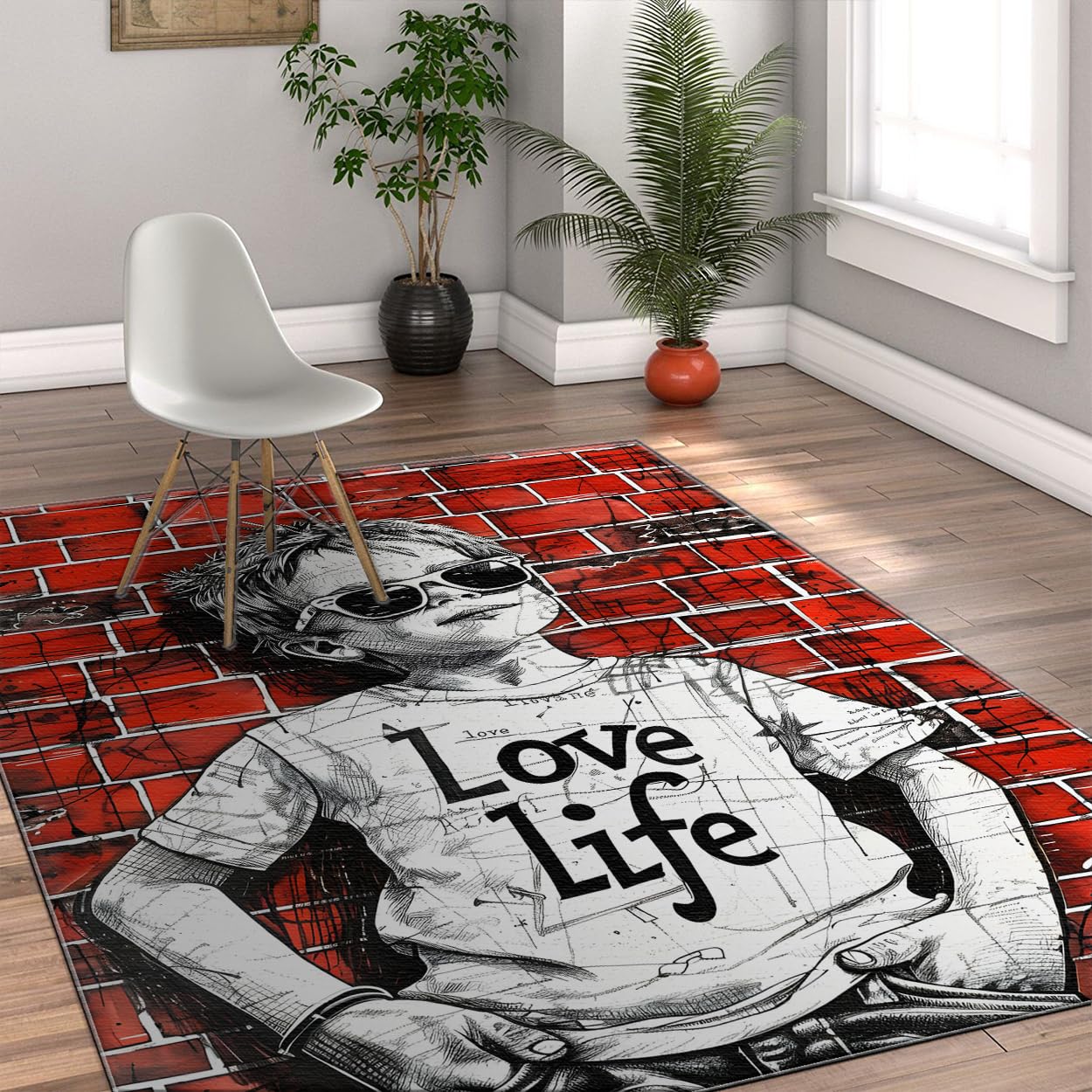 Tapis graffiti poils bas facile à nettoyer pour l'entrée de l'appartement